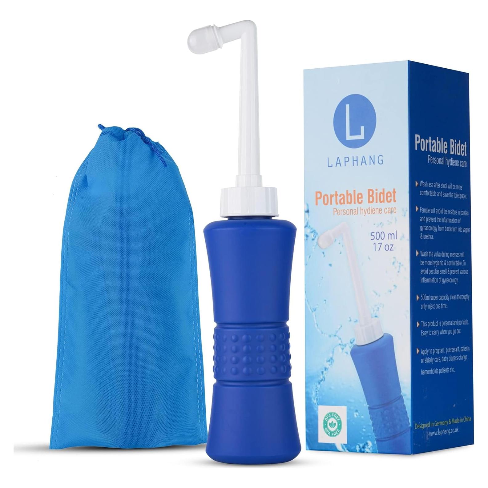 Bidet Portátil Laphang 500ml Azul con Bolsa Impermeable