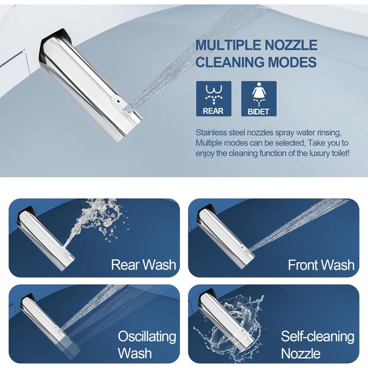 Asiento de inodoro bidet Combier 102S-B alargado con agua caliente