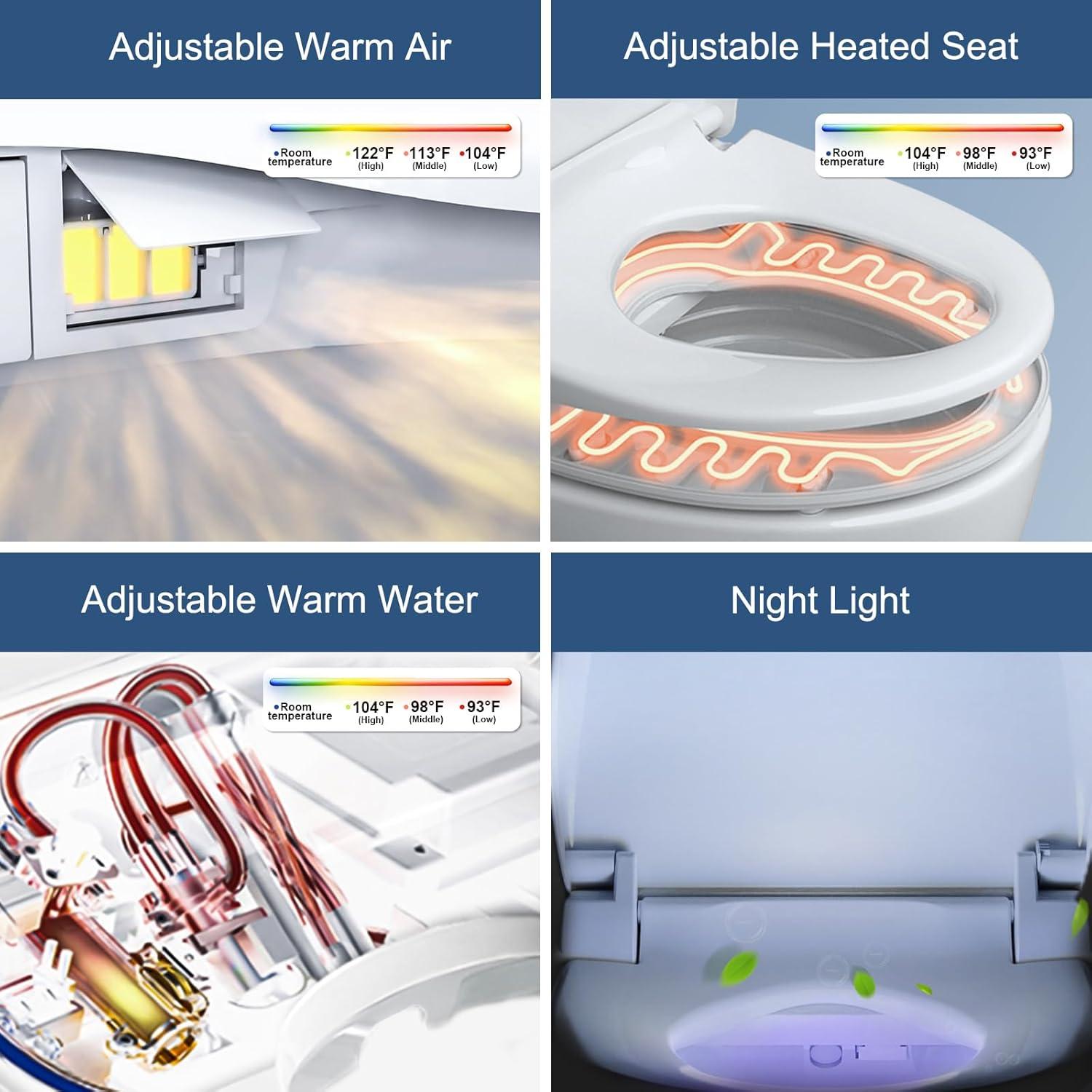 Asiento de inodoro bidet Combier 102S-B alargado con agua caliente