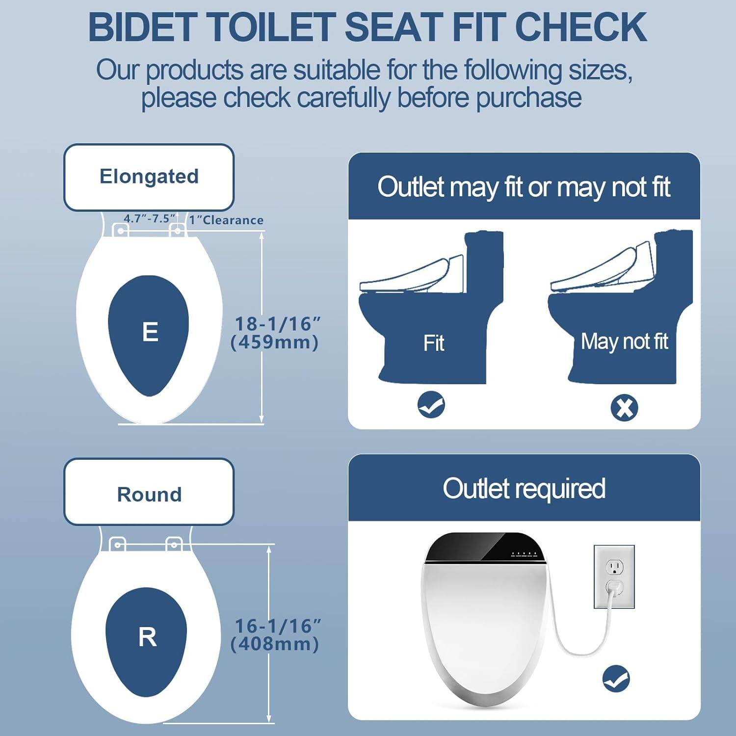 Asiento de inodoro bidet Combier 102S-B alargado con agua caliente