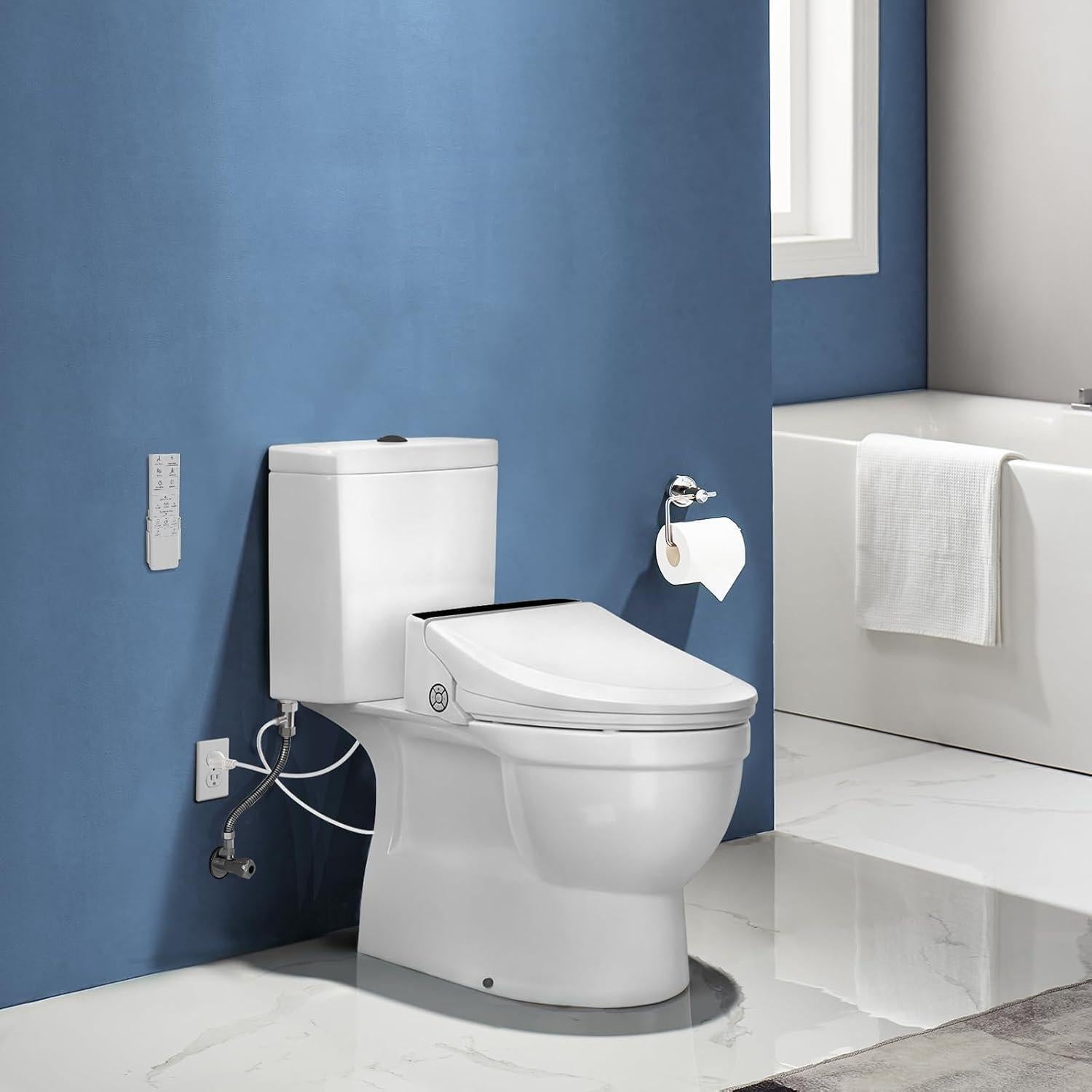 Asiento de inodoro bidet Combier 102S-B alargado con agua caliente