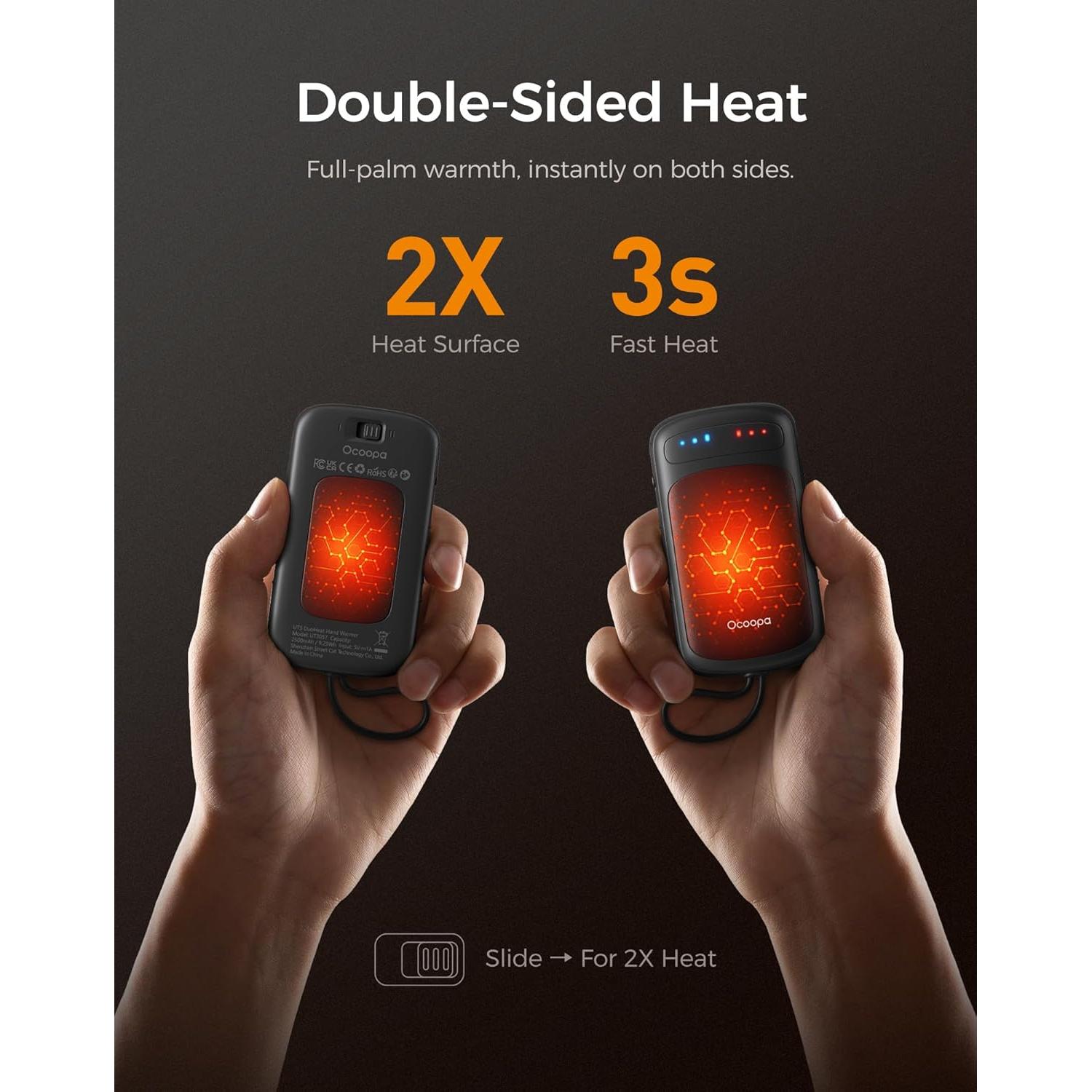 Calentadores de Manos OCOOPA UT3057-BK Recargables Doble Cara