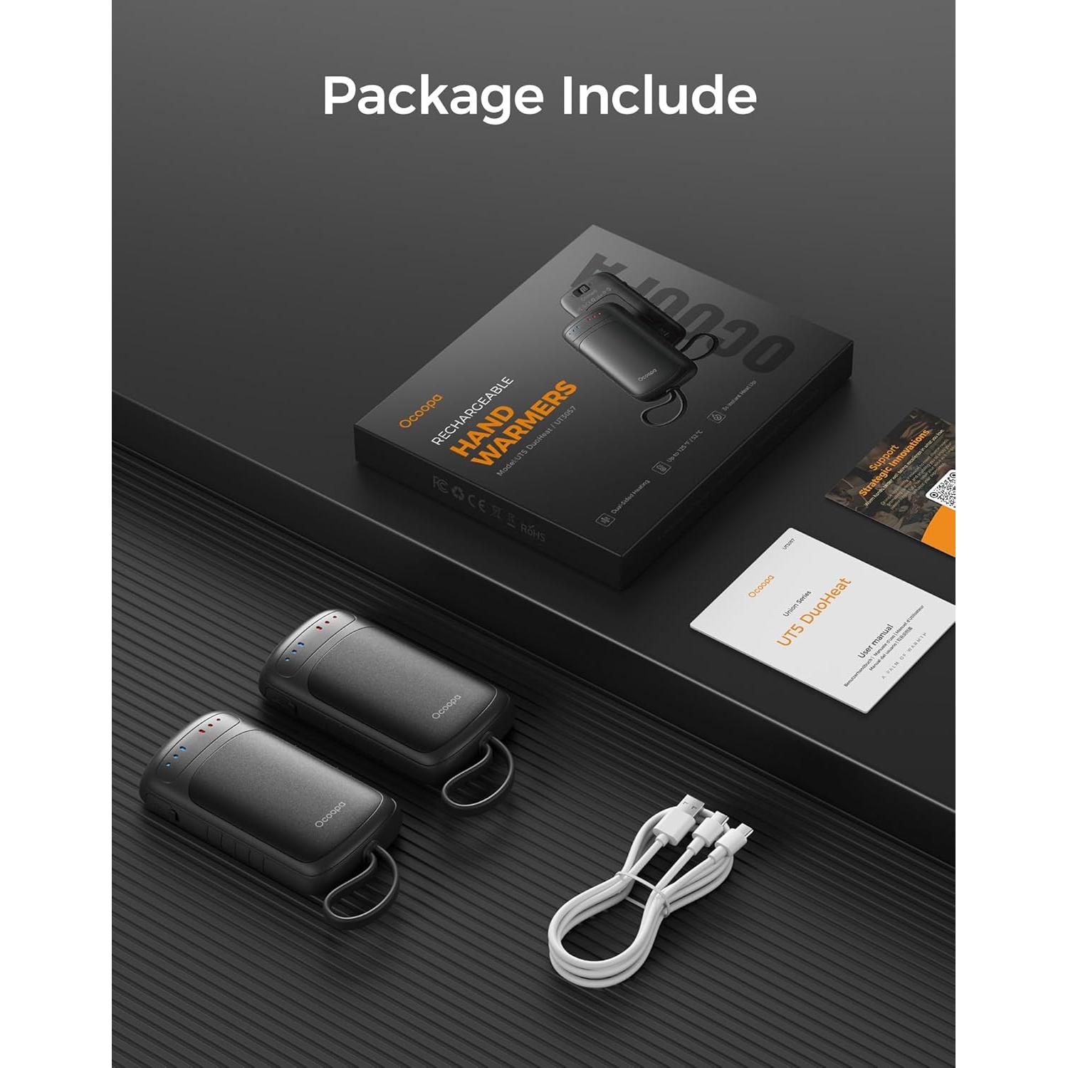 Calentadores de Manos OCOOPA UT3057-BK Recargables Doble Cara