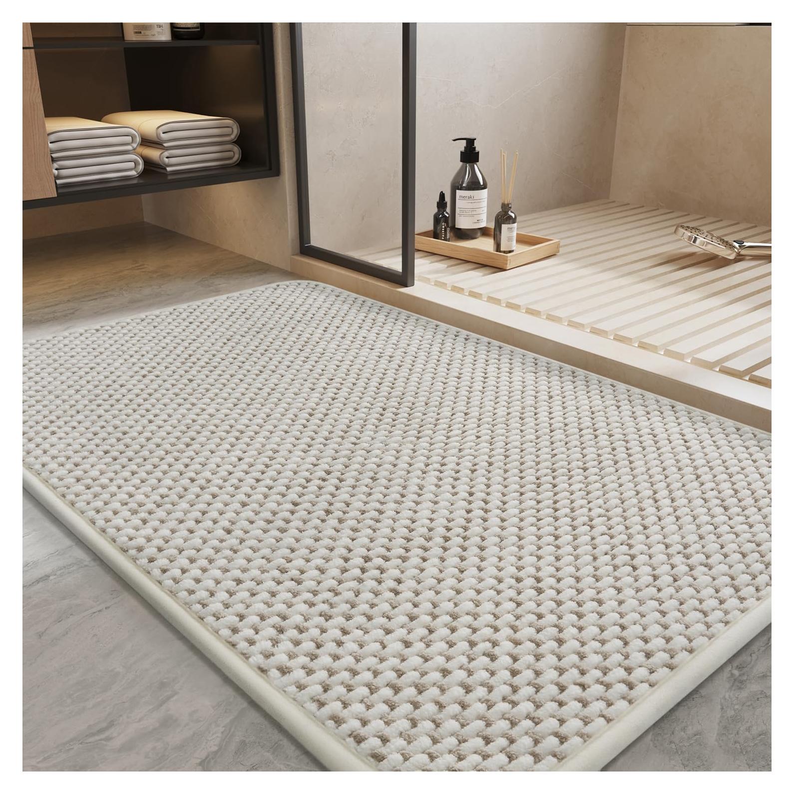 Alfombra de Baño Antideslizante PADOOR 43x71 cm Beige Crema