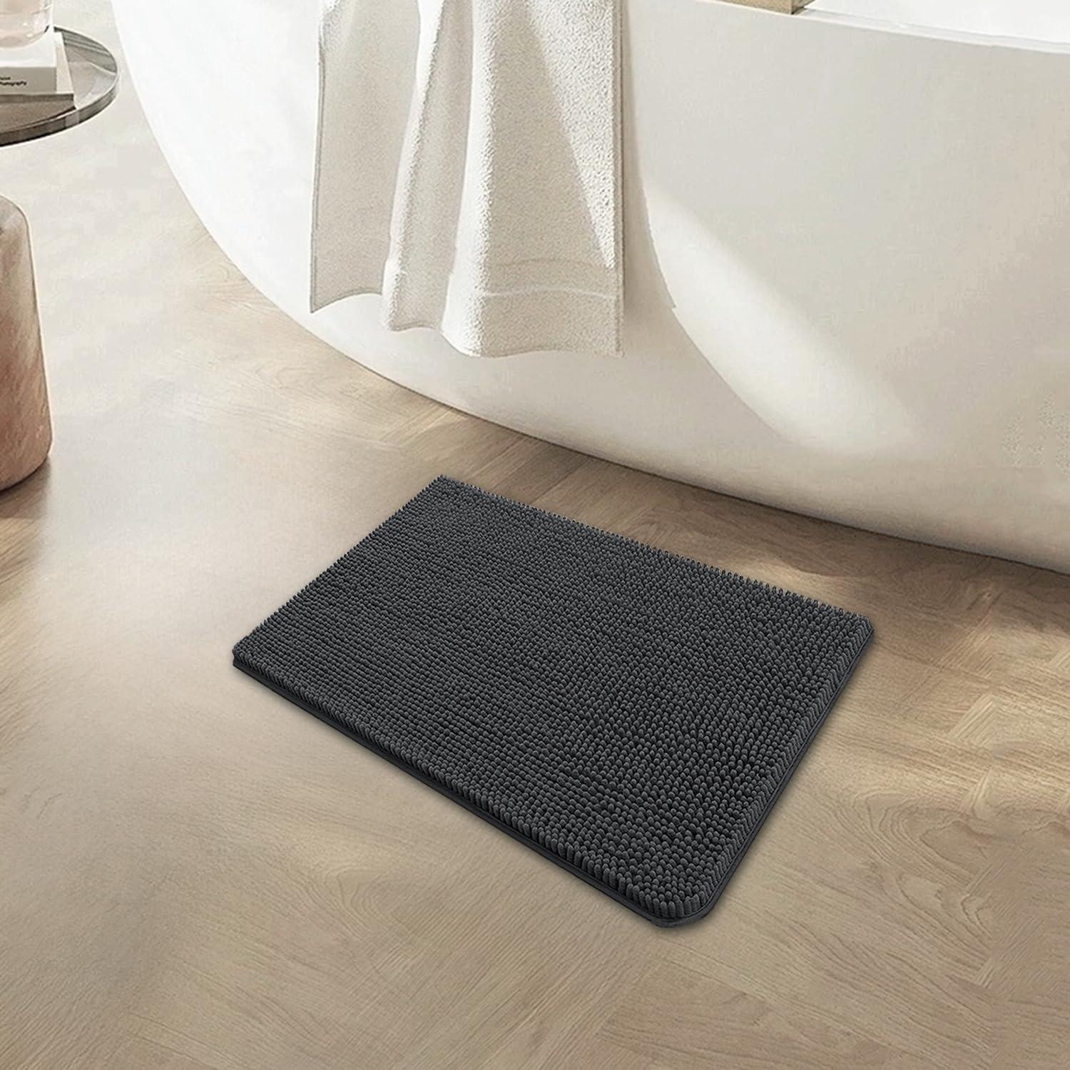 Alfombra de Baño BOANKODU Chenilla Gris Oscuro 58x38 cm