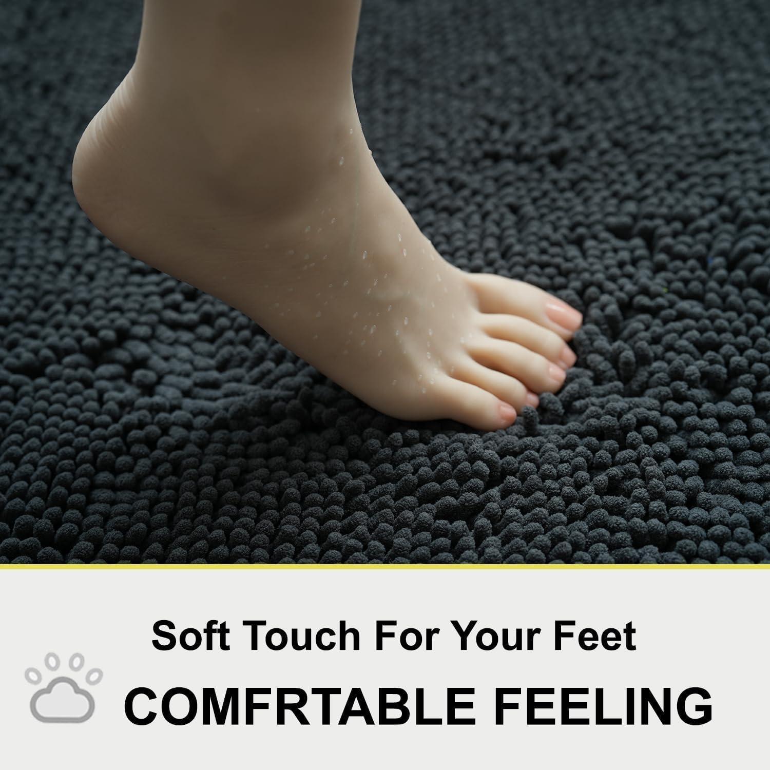 Alfombra de Baño BOANKODU Chenilla Gris Oscuro 58x38 cm