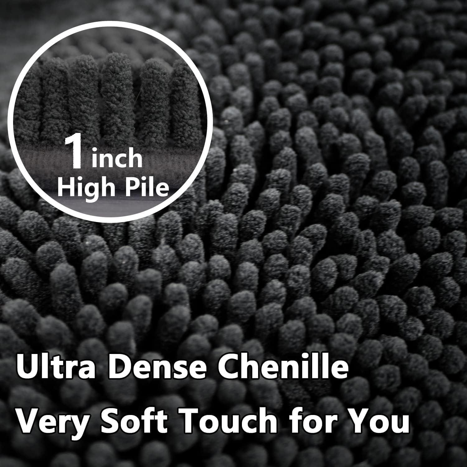 Alfombra de Baño BOANKODU Chenilla Gris Oscuro 58x38 cm