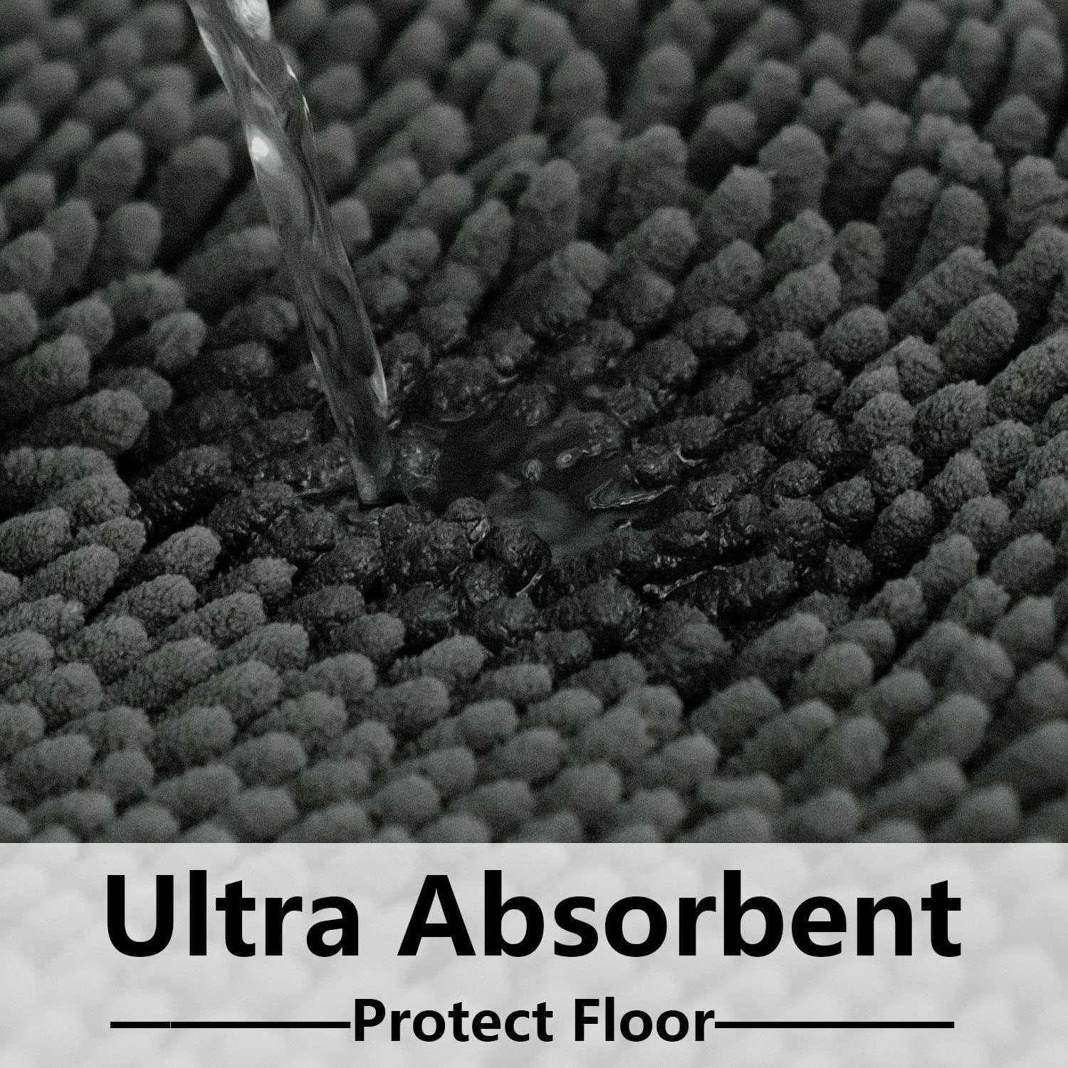 Alfombra de Baño BOANKODU Chenilla Gris Oscuro 58x38 cm