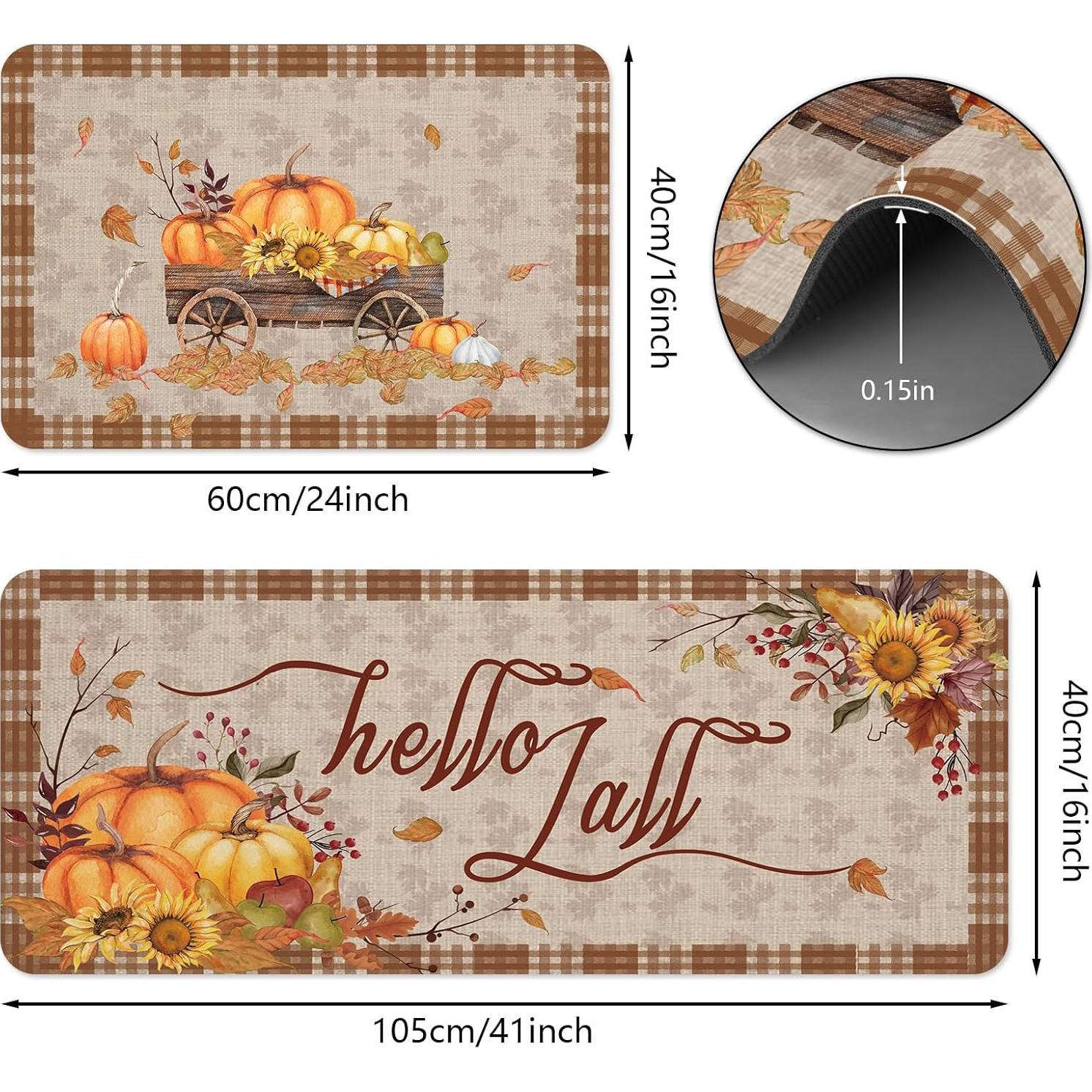 Juego de Alfombrillas Antideslizantes APROPHIC Otoño 2 Piezas 40.6x61 cm