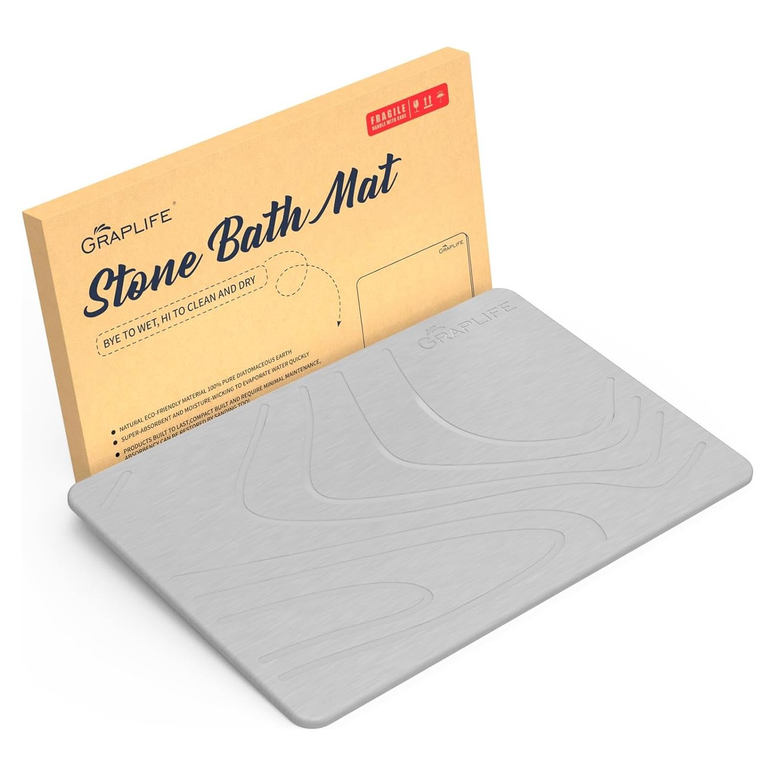 Alfombra de Baño Antideslizante Graplife 60x39 cm Diatomita Gris