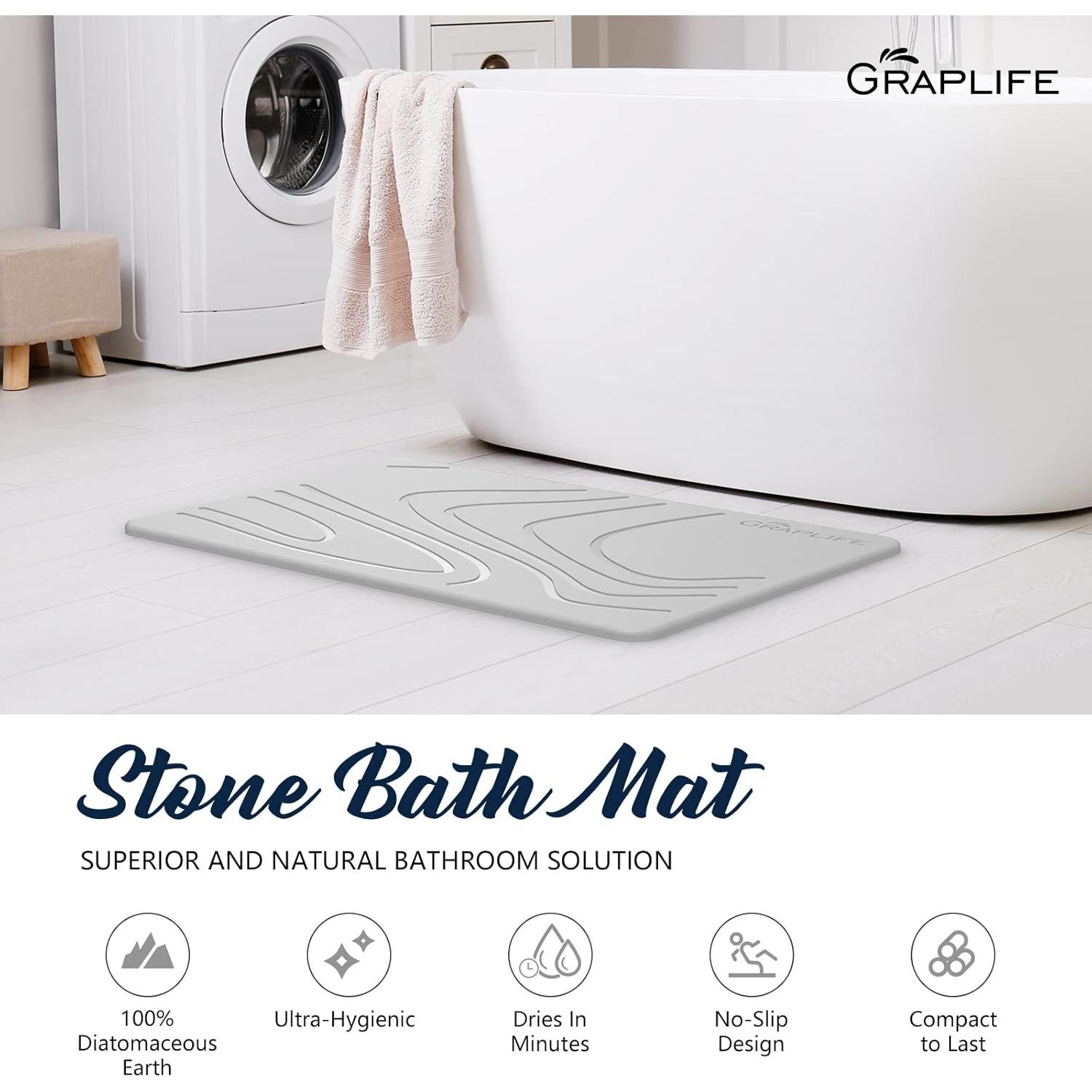 Alfombra de Baño Antideslizante Graplife 60x39 cm Diatomita Gris