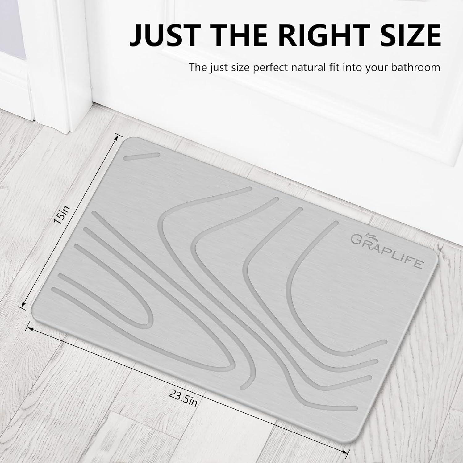 Alfombra de Baño Antideslizante Graplife 60x39 cm Diatomita Gris