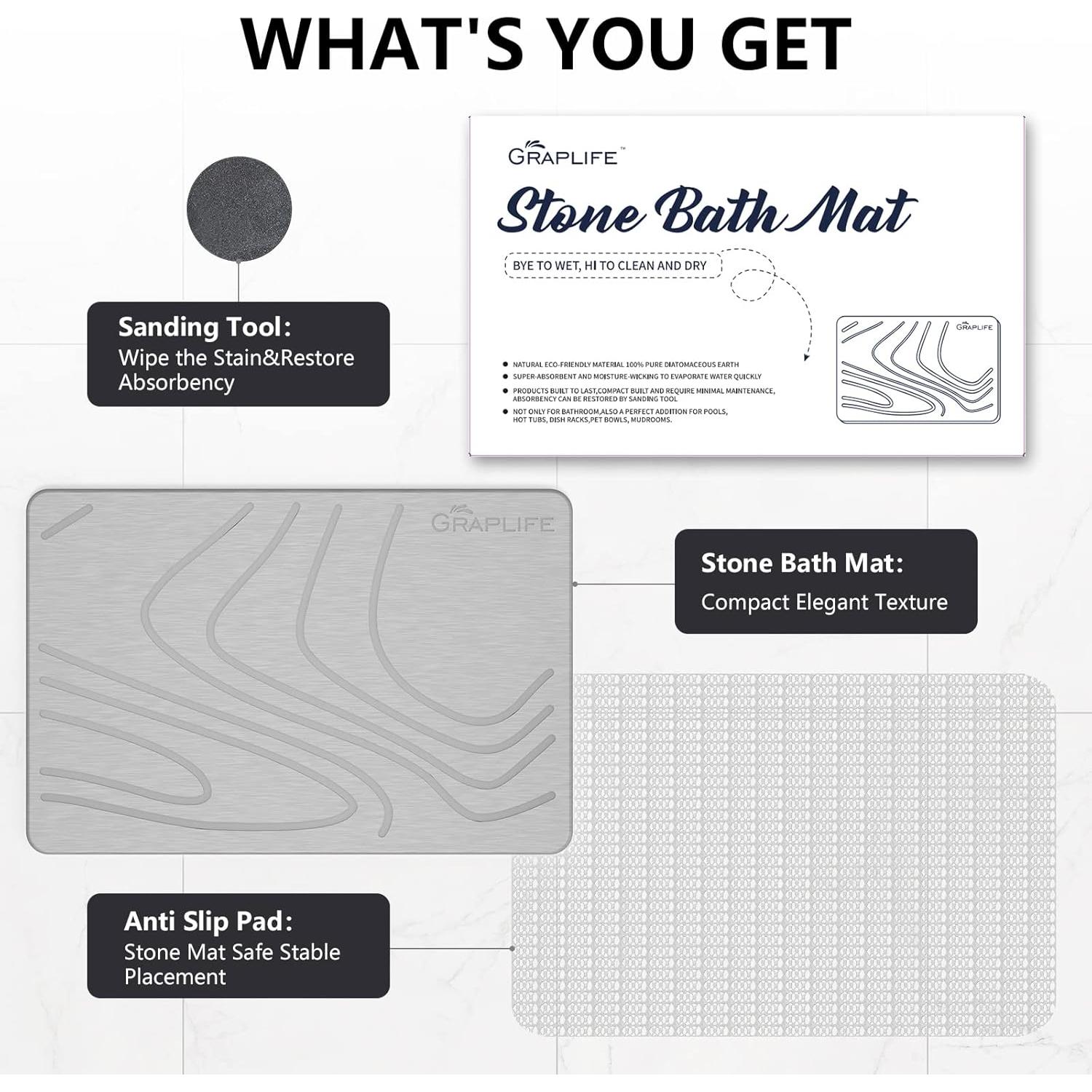 Alfombra de Baño Antideslizante Graplife 60x39 cm Diatomita Gris