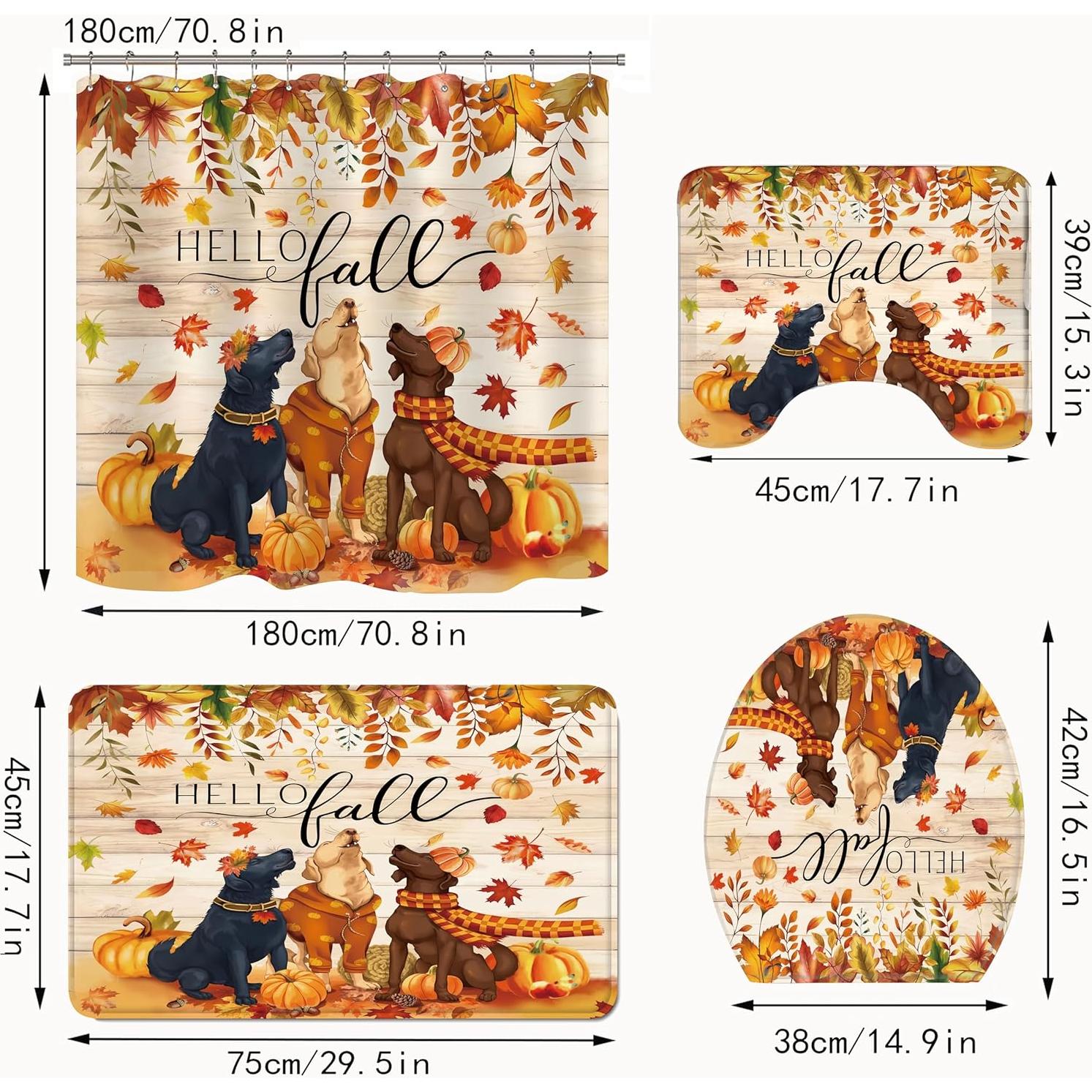 Juego de Cortina de Ducha Otoño Apear1 4 Piezas Impermeable