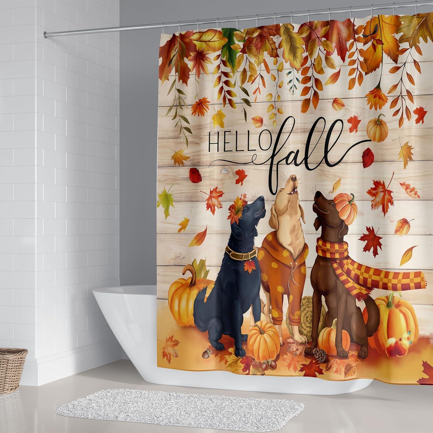 Juego de Cortina de Ducha Otoño Apear1 4 Piezas Impermeable