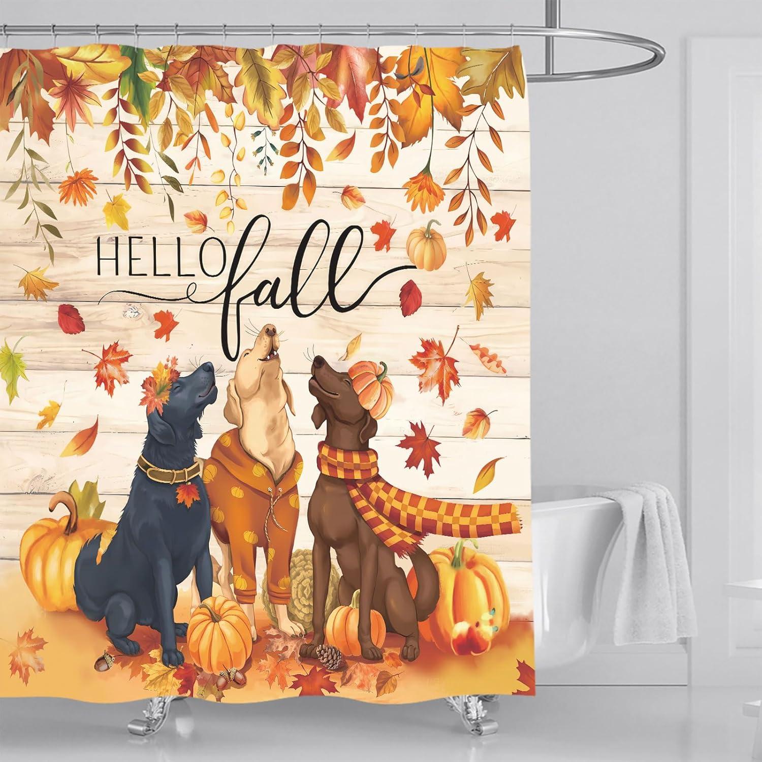 Juego de Cortina de Ducha Otoño Apear1 4 Piezas Impermeable