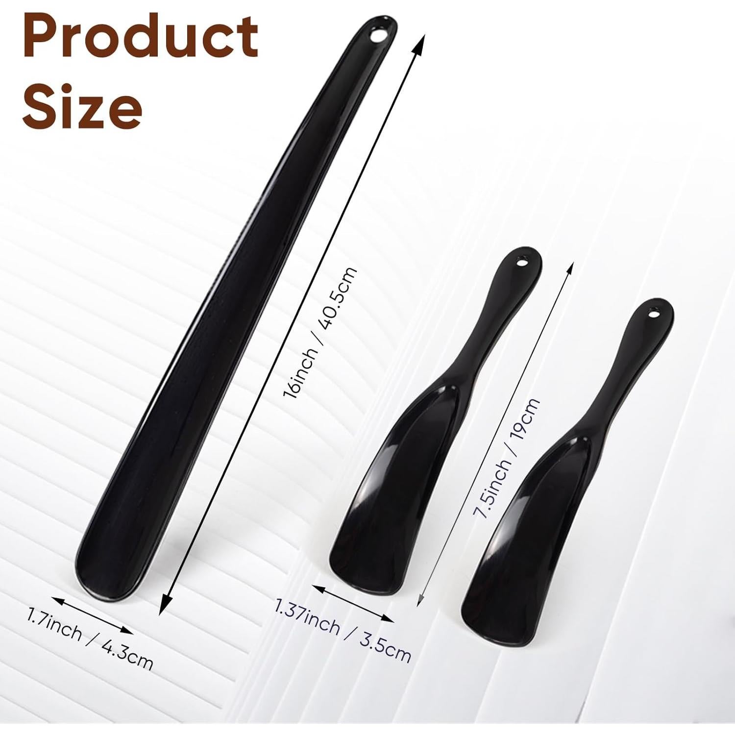 Cuchara para zapatos DeFageH - 3 piezas, mango largo 40.6 cm