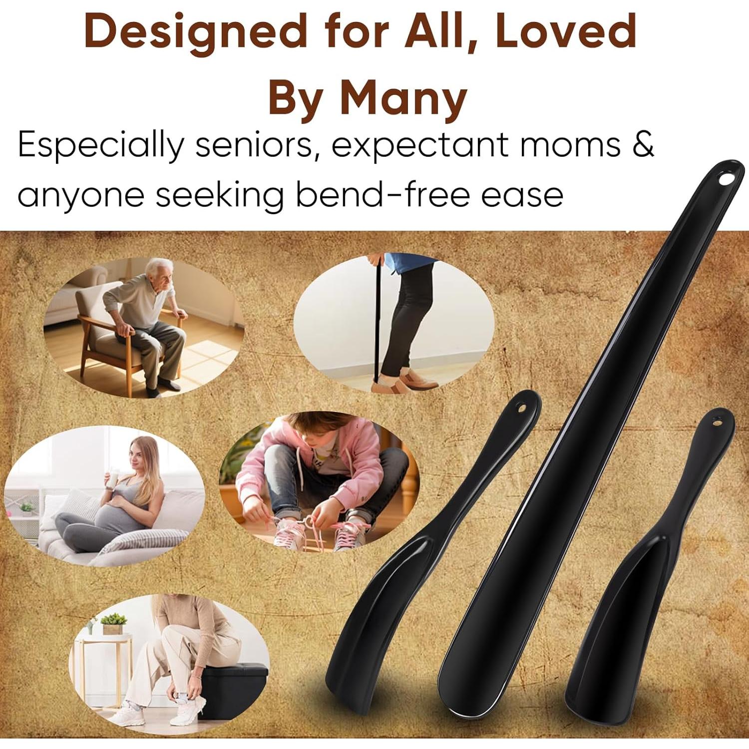 Cuchara para zapatos DeFageH - 3 piezas, mango largo 40.6 cm