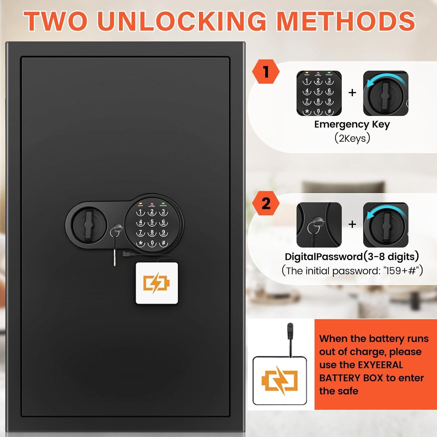 Caja Fuerte Digital Mitlvge 67.1L a Prueba de Fuego y Agua