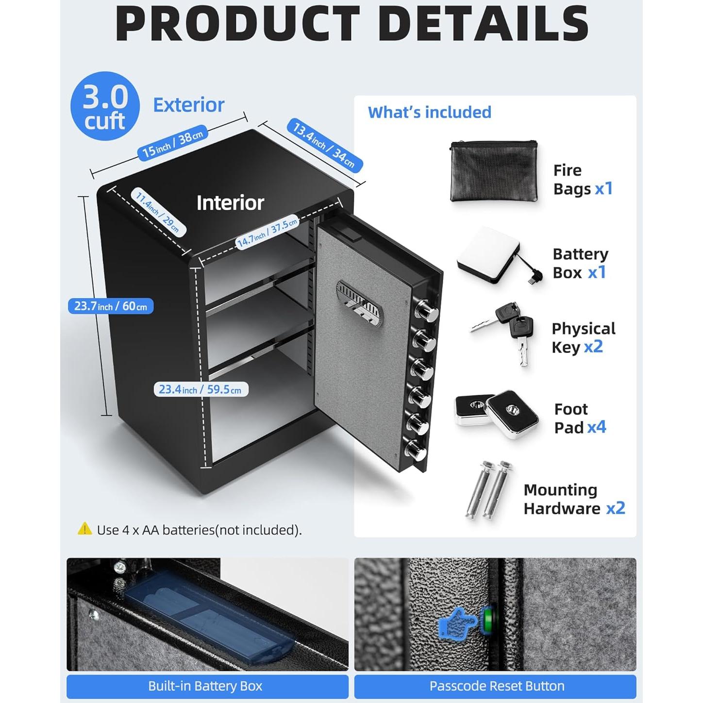 Caja Fuerte DAYI D-60, 3 Pies Cúbicos, Digital, Alarma
