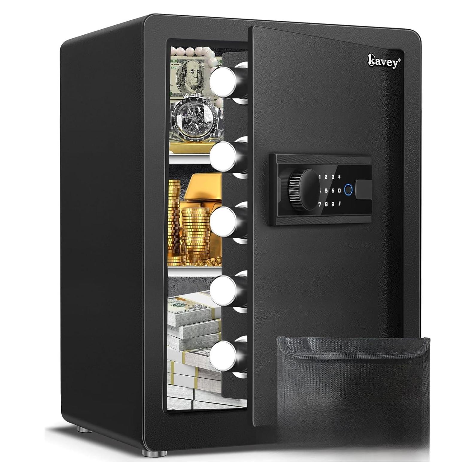 Caja Fuerte Biométrica Kavey 2.5 Pies Cúbicos con Alarma