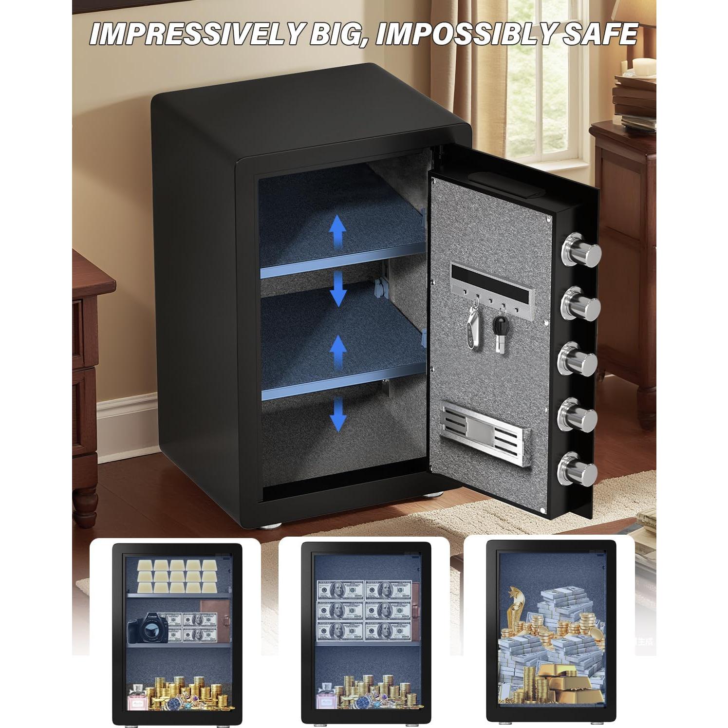 Caja Fuerte Biométrica Kavey 2.5 Pies Cúbicos con Alarma