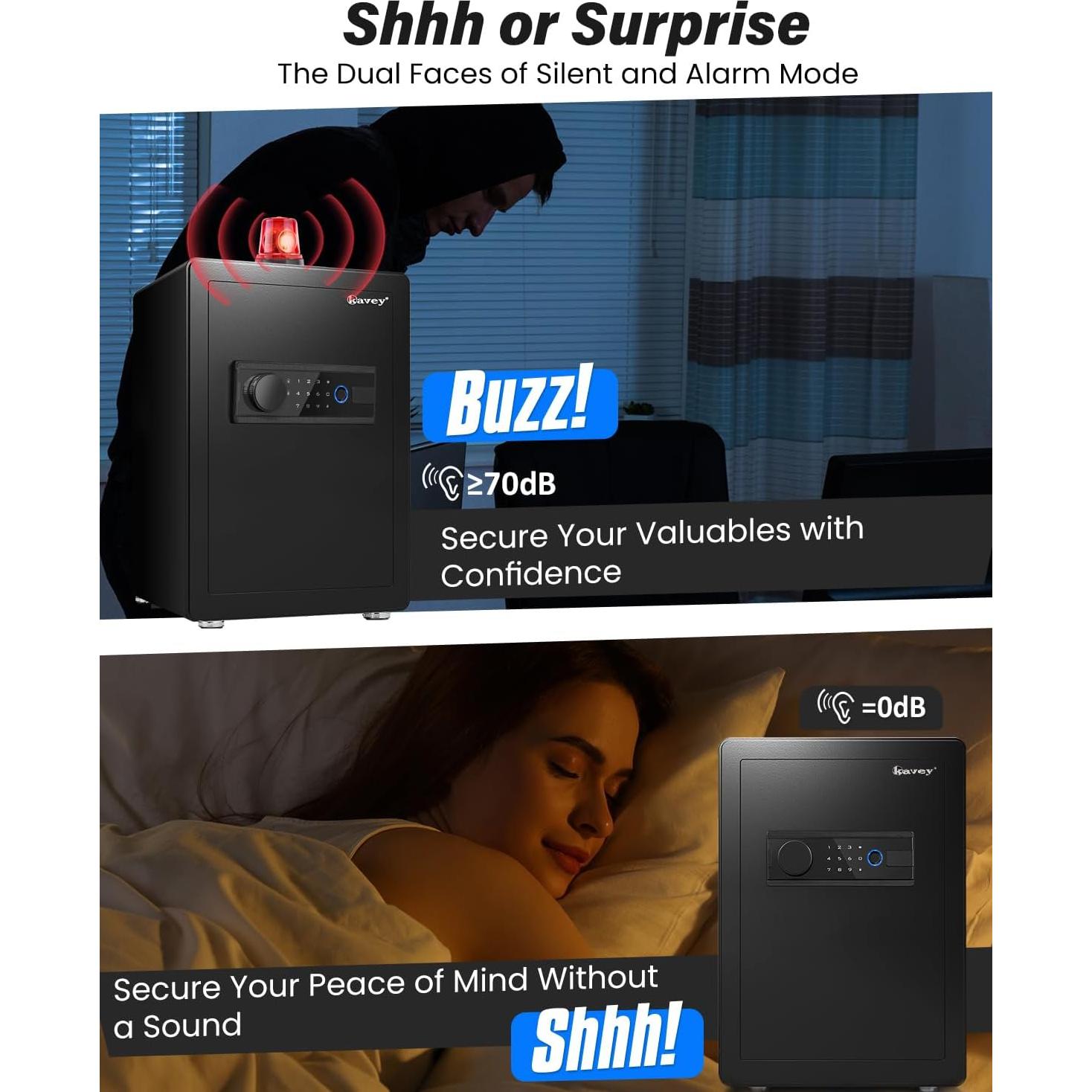 Caja Fuerte Biométrica Kavey 2.5 Pies Cúbicos con Alarma