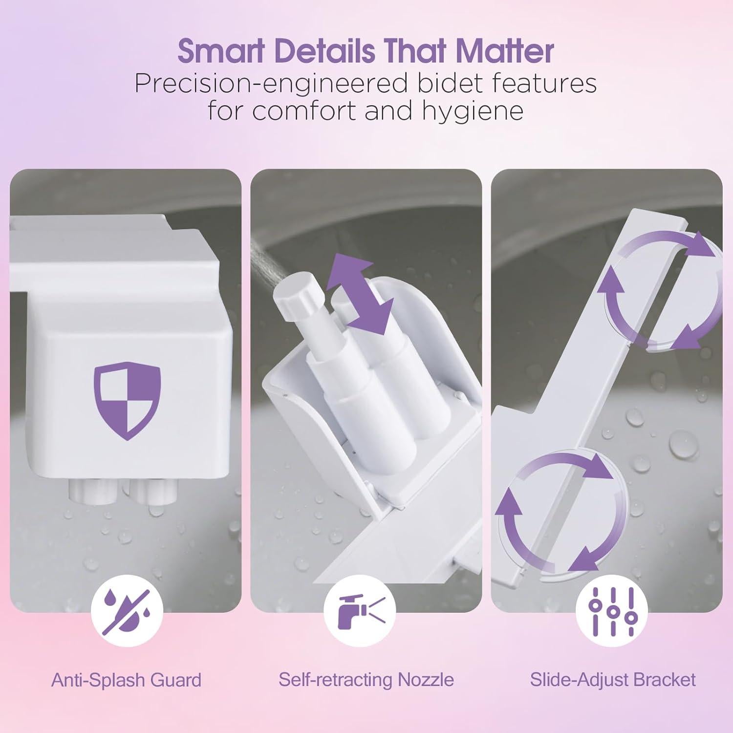 Bidet desmontable Jamini ultra delgado - Agua fría, boquillas duales