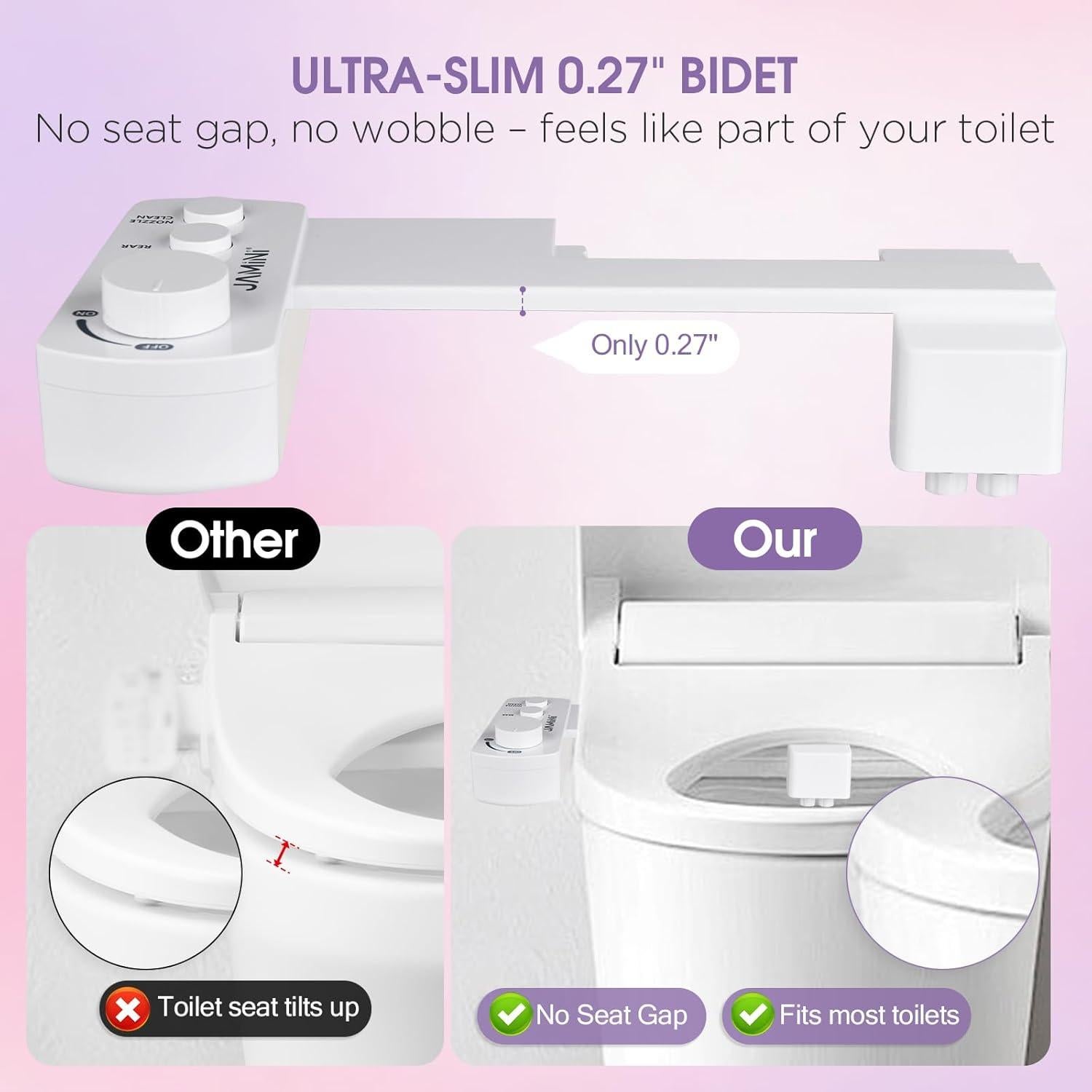 Bidet desmontable Jamini ultra delgado - Agua fría, boquillas duales