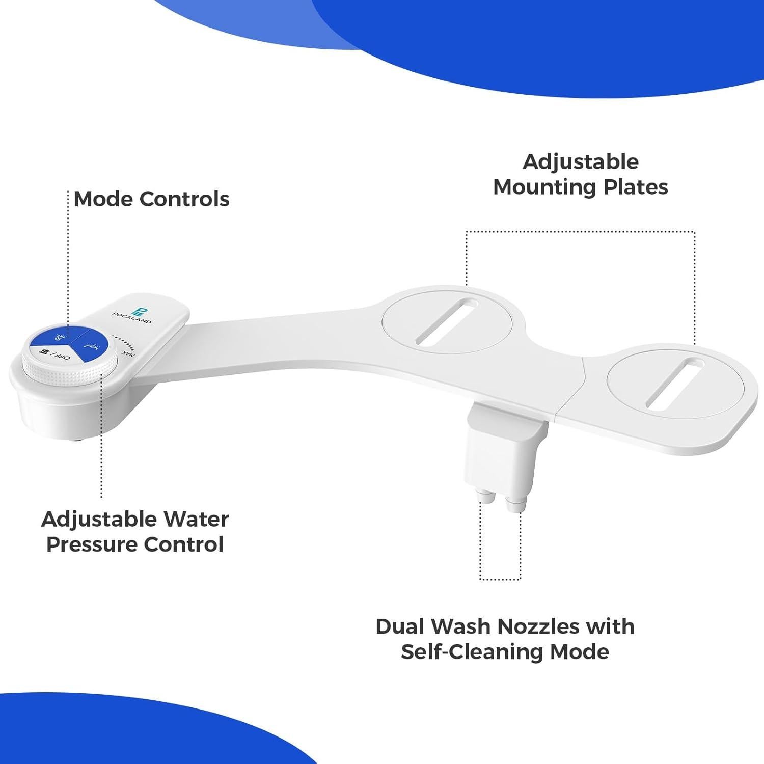 Accesorio de Bidet POCALAND Blanco, Agua Fría, Doble Boquilla