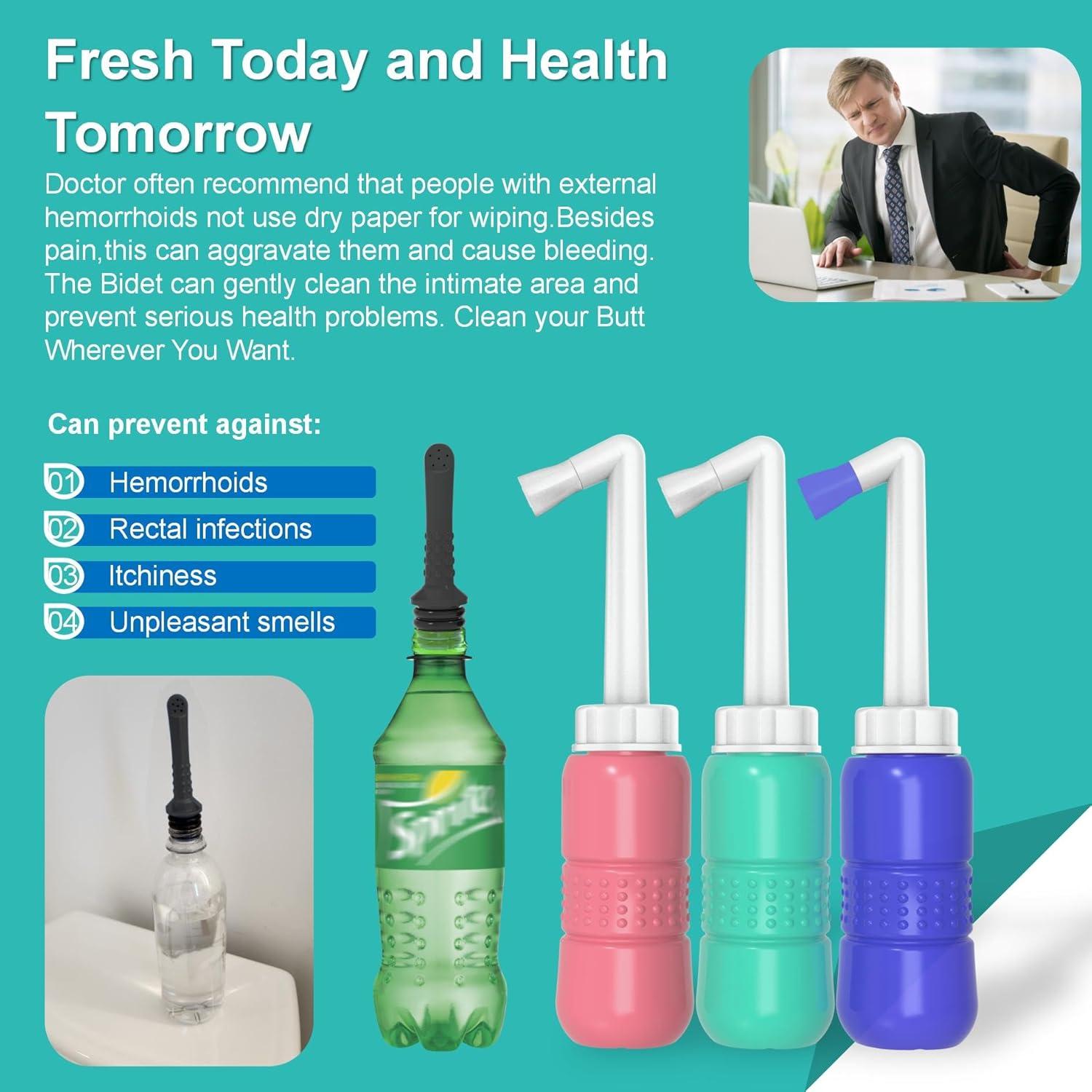 Paquete 2 Botellas Bidet Portátil TONELIFE 300ml Azul Negro