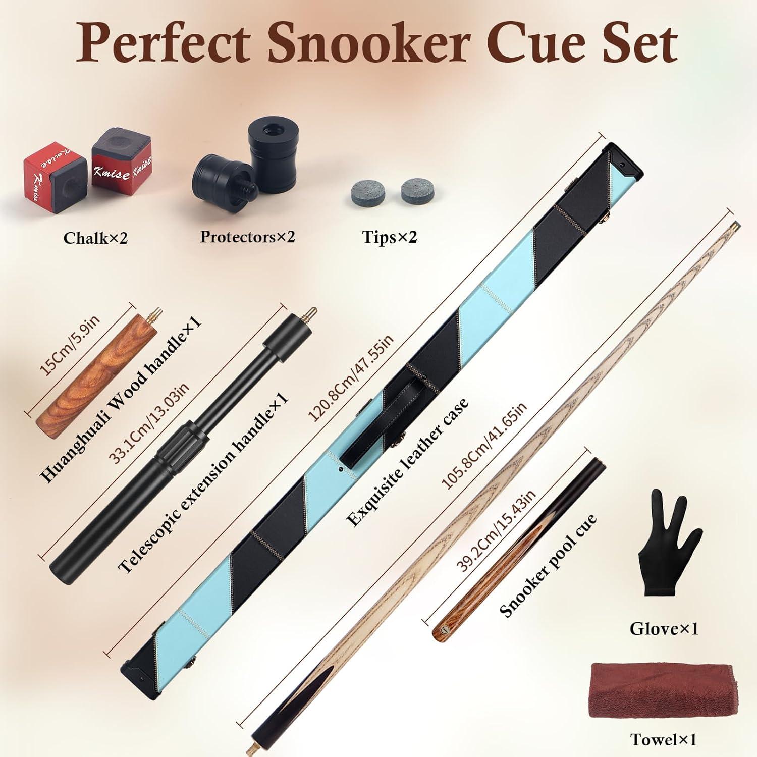 Kmise Snooker Pool Cue 3/4 División Hecho a Mano 145 cm