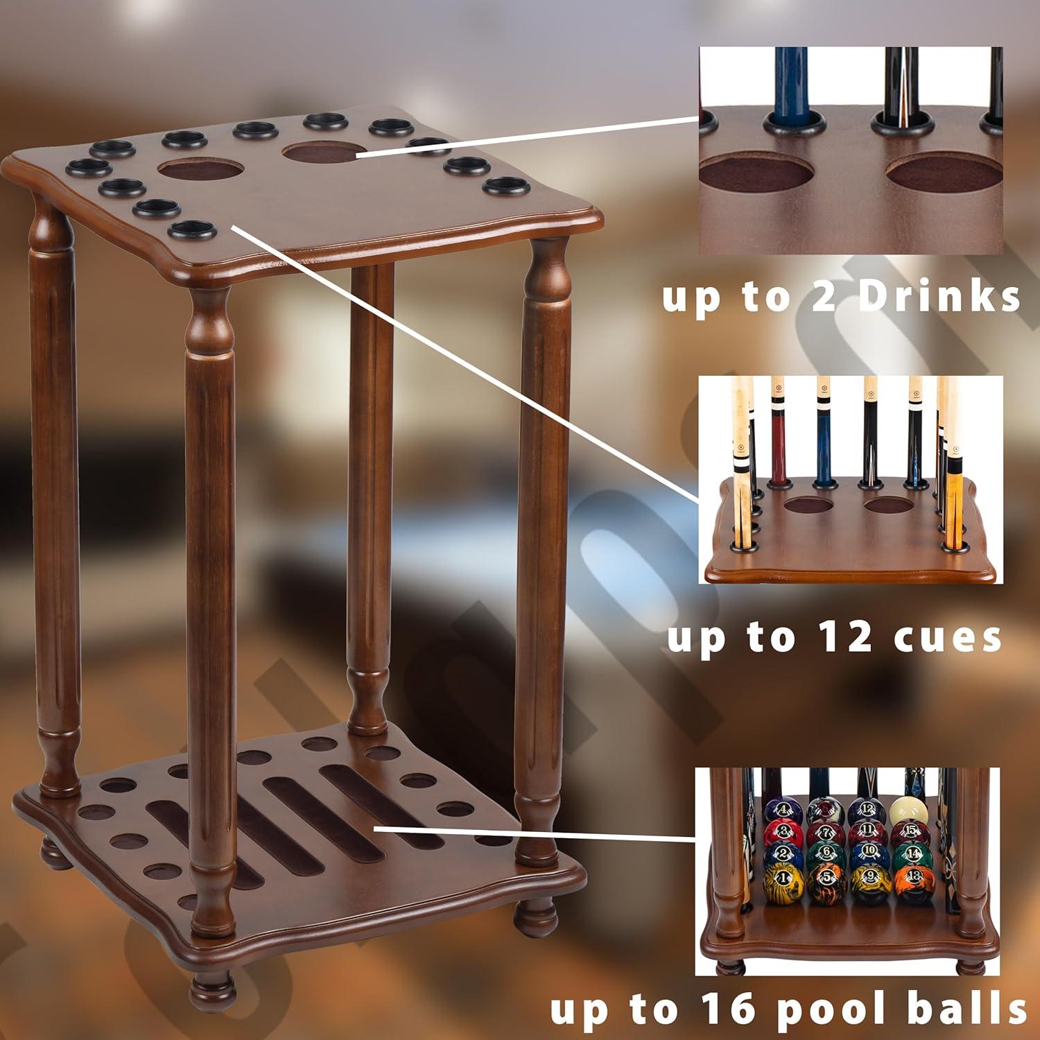 Soporte de Piso para Palos de Pool Collapsar 12 Palos Madera