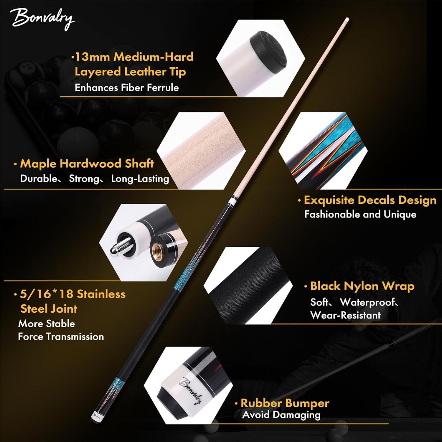 Juego de 4 Tacos de Billar Bonvalry 58" Arce 13mm