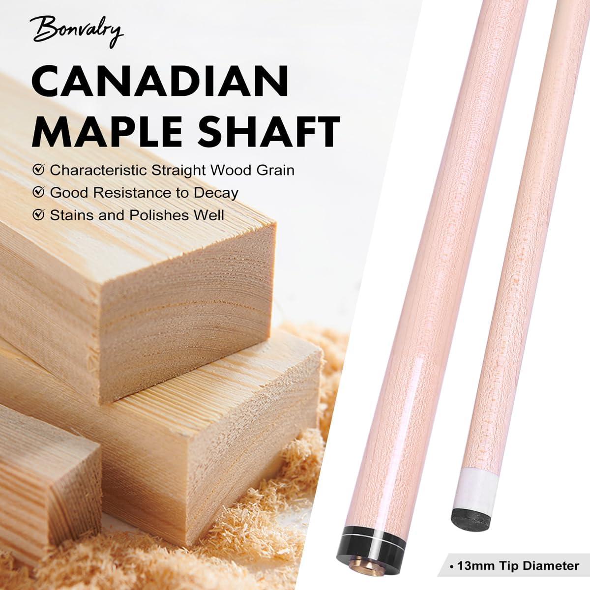 Juego de 4 Tacos de Billar Bonvalry 58" Arce 13mm