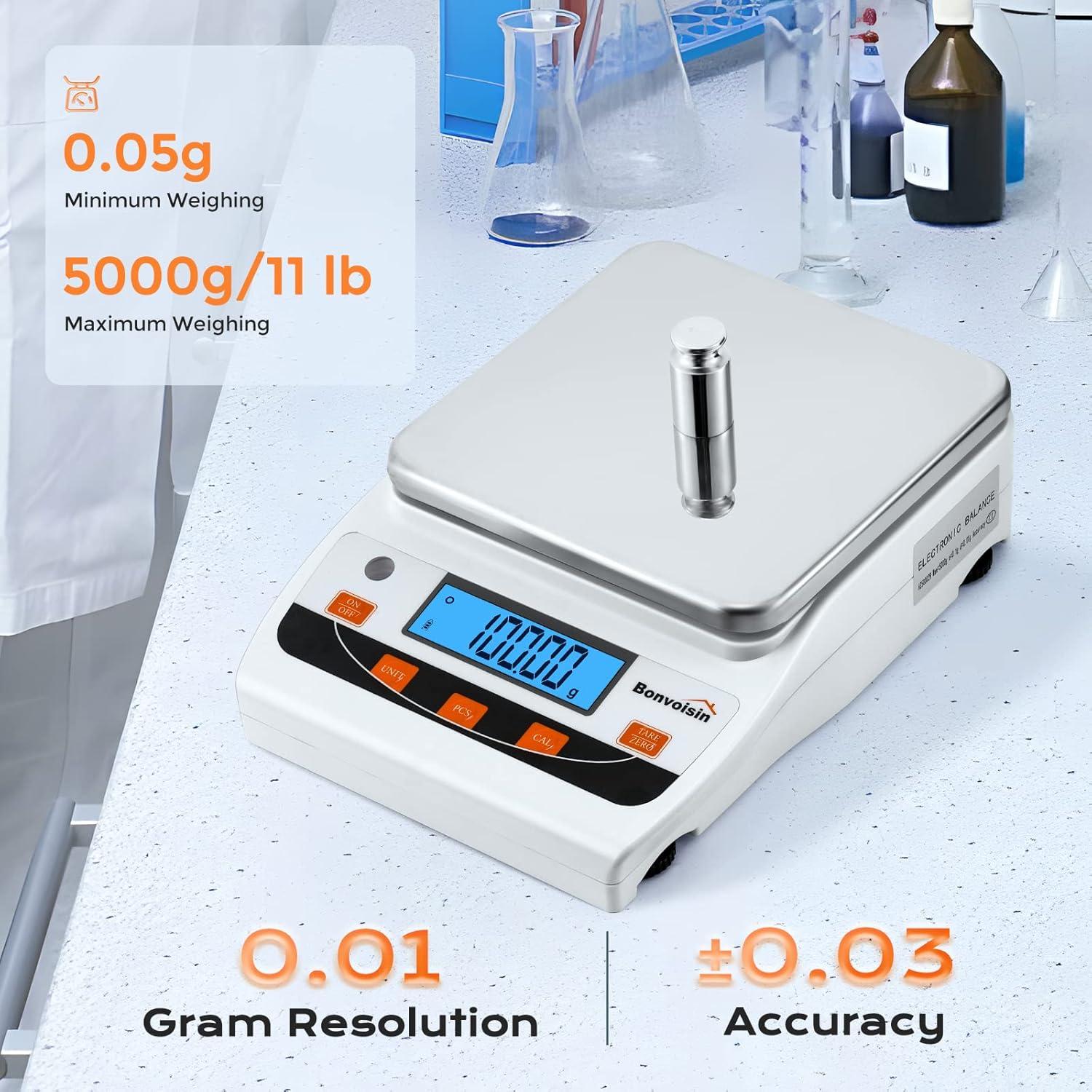 Balanza de Laboratorio Bonvoisin 5000g/0.01g Alta Precisión