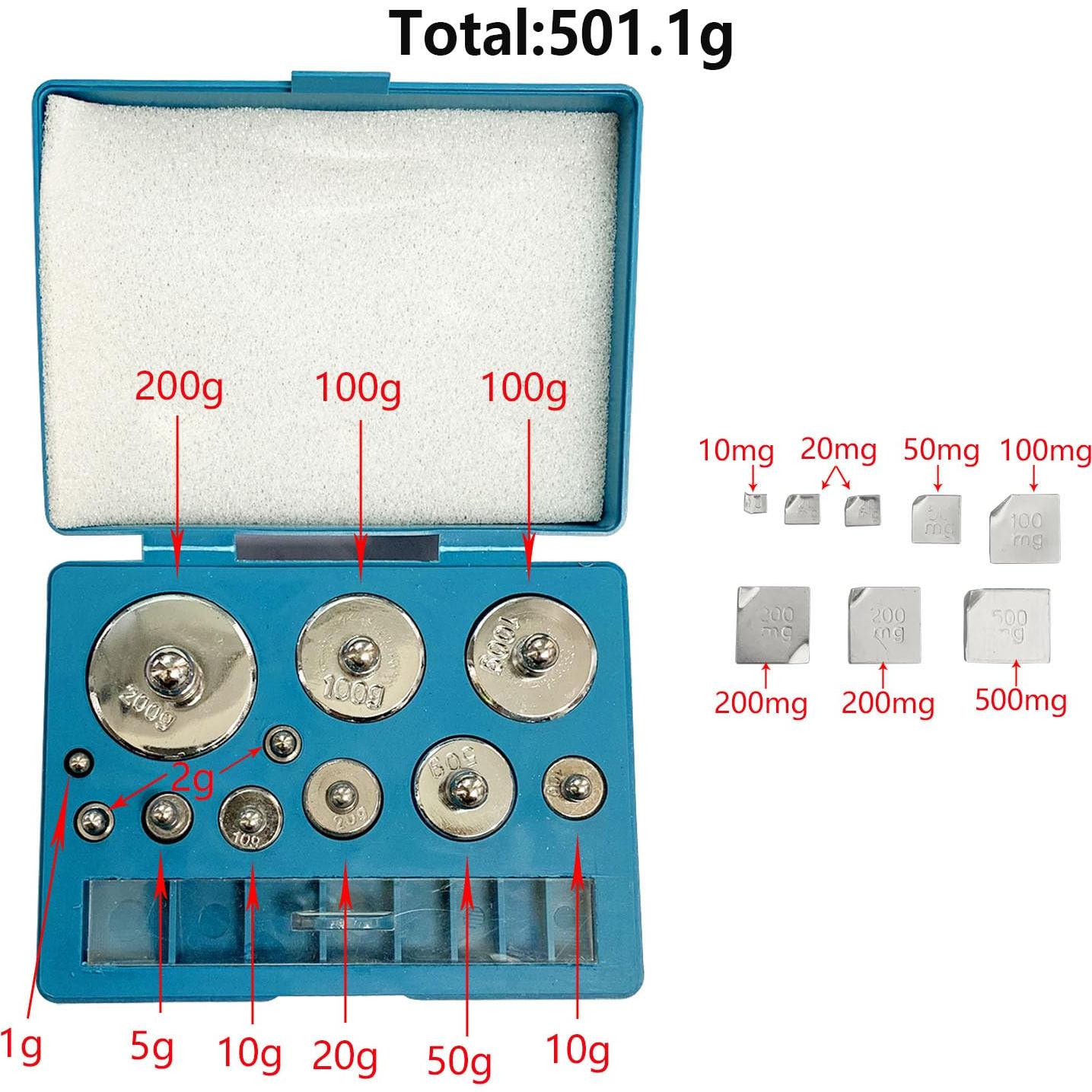 Juego de Pesas de Calibración 19 Pcs JENSWILL 10mg-200g