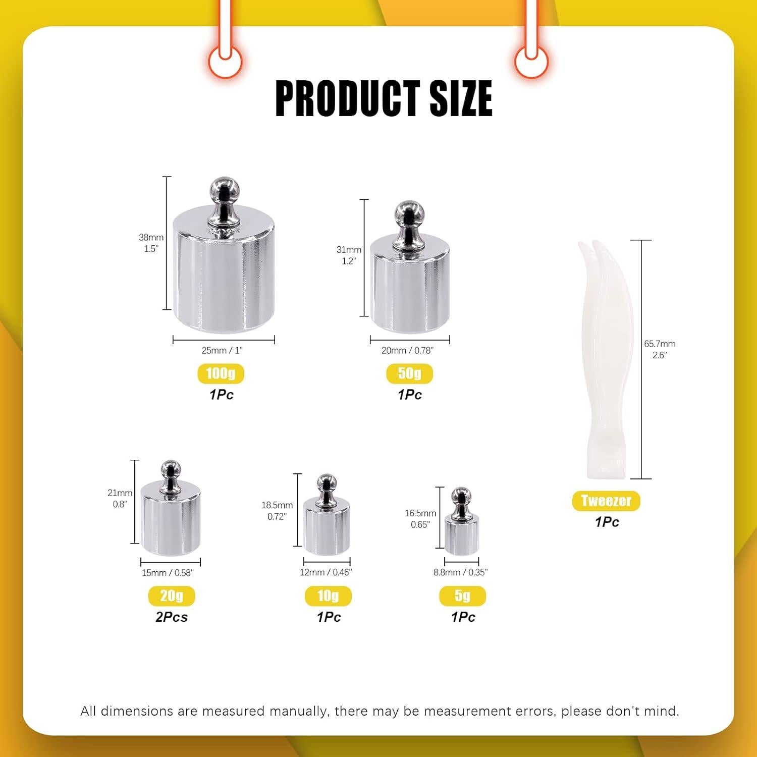 Juego de Pesas de Calibración Mardatt 7 Pcs Acero Inoxidable 200g