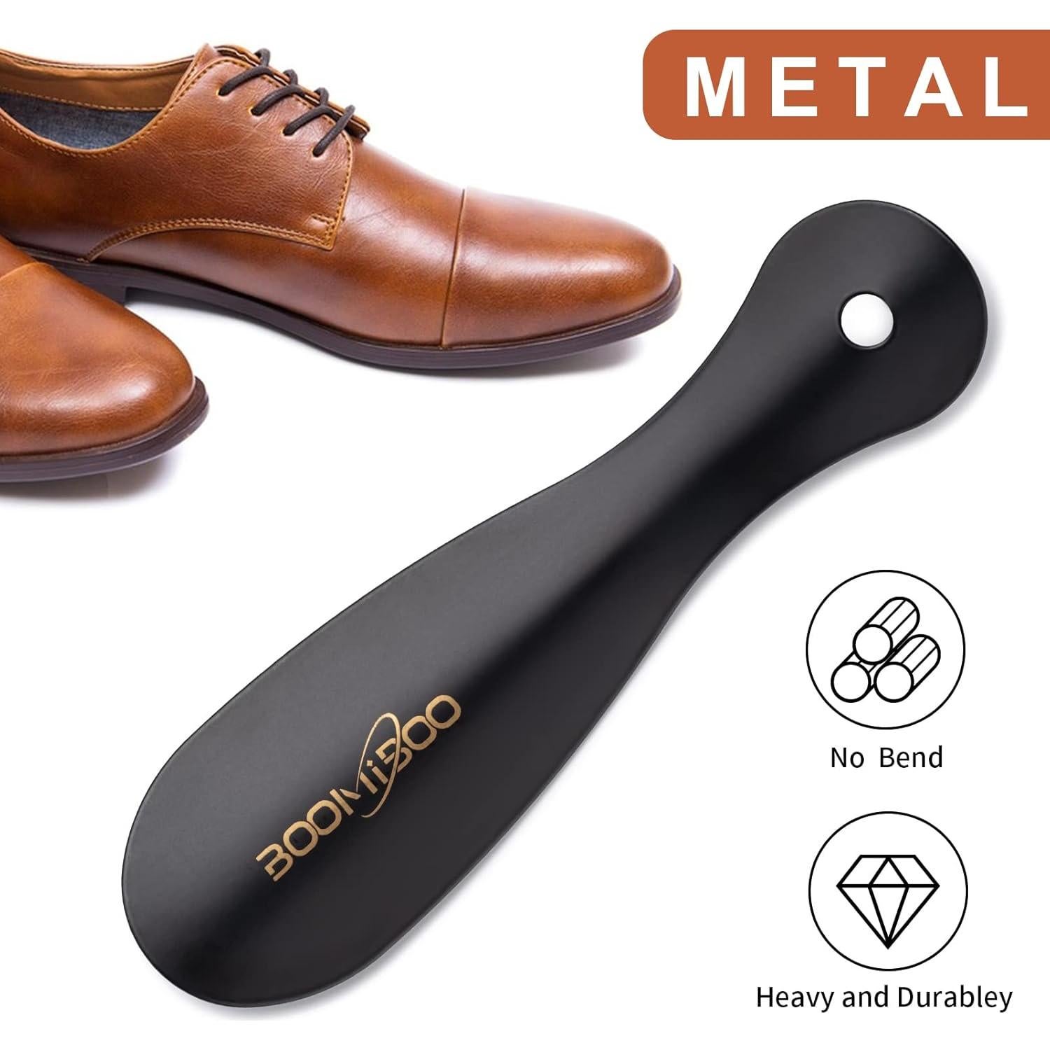 Calzadores de Metal BOOMIBOO - 19 cm, Ergonómico y Duradero