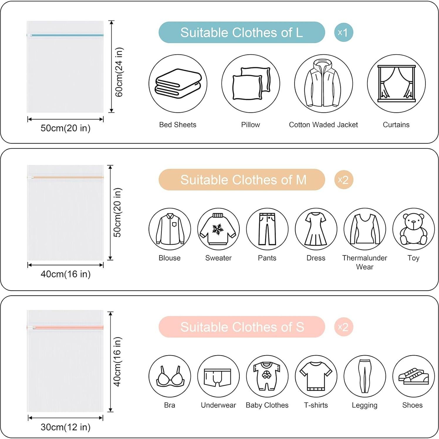 Bolsas de Lavandería de Malla RNOAFMU - 5 Piezas, 3 Tamaños
