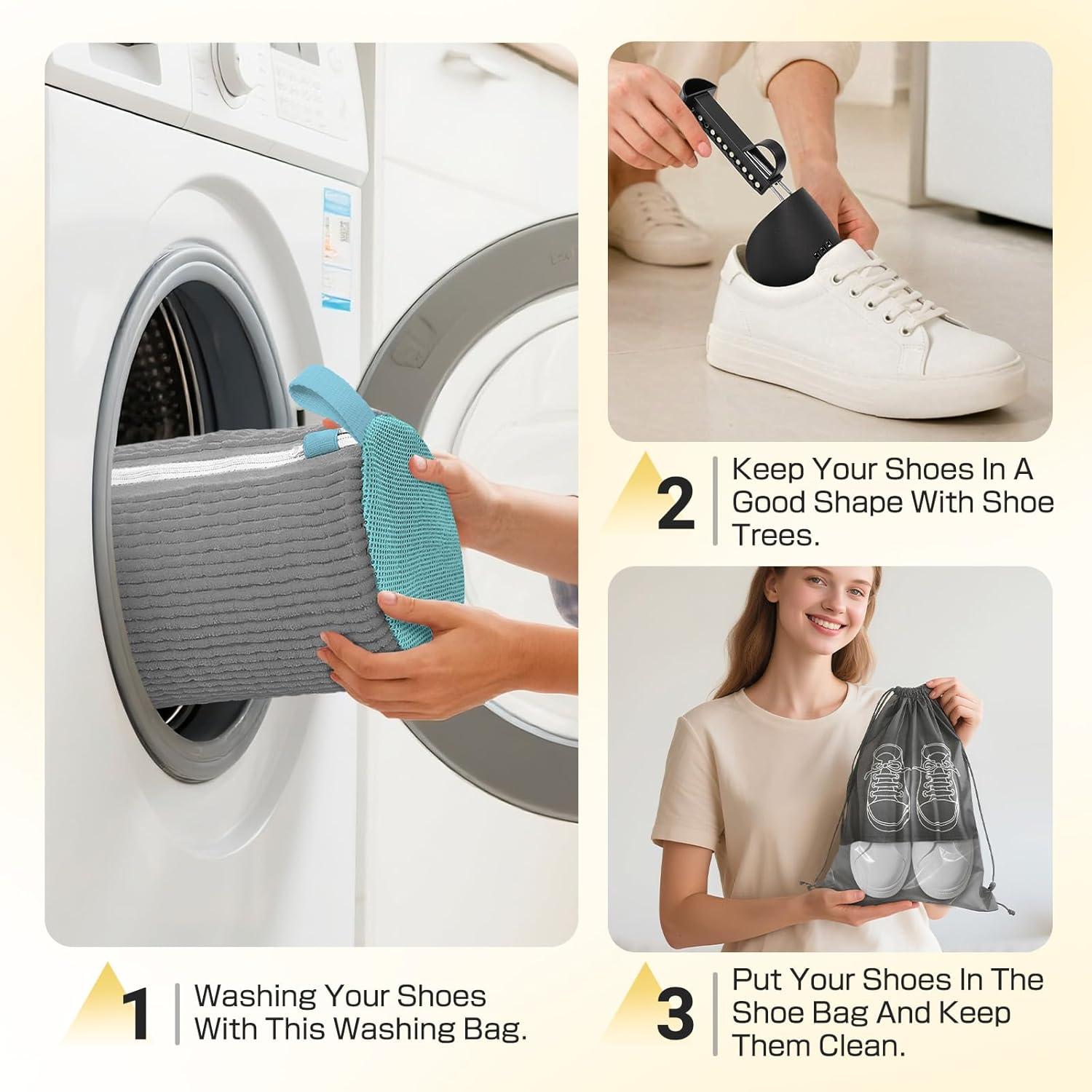 Bolsa de Lavado de Zapatos Holifada 4Pcs Reutilizable Gris
