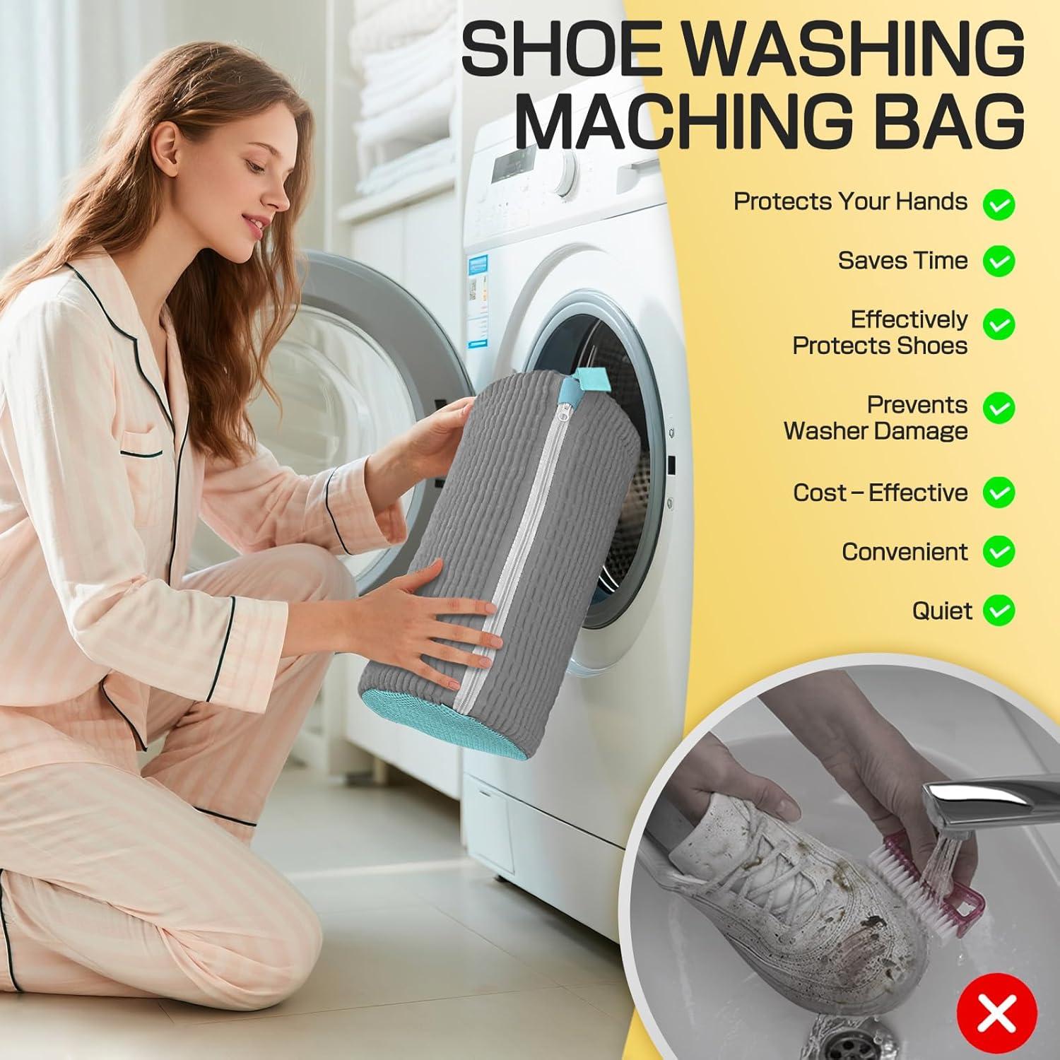 Bolsa de Lavado de Zapatos Holifada 4Pcs Reutilizable Gris