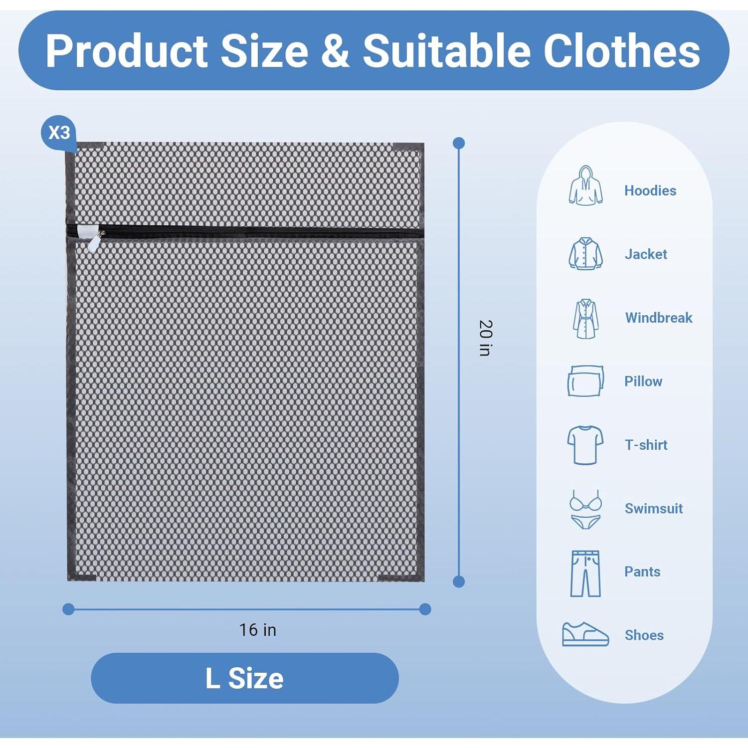 Bolsas de Lavandería de Malla Meeall 3Pcs 40x50cm Gris