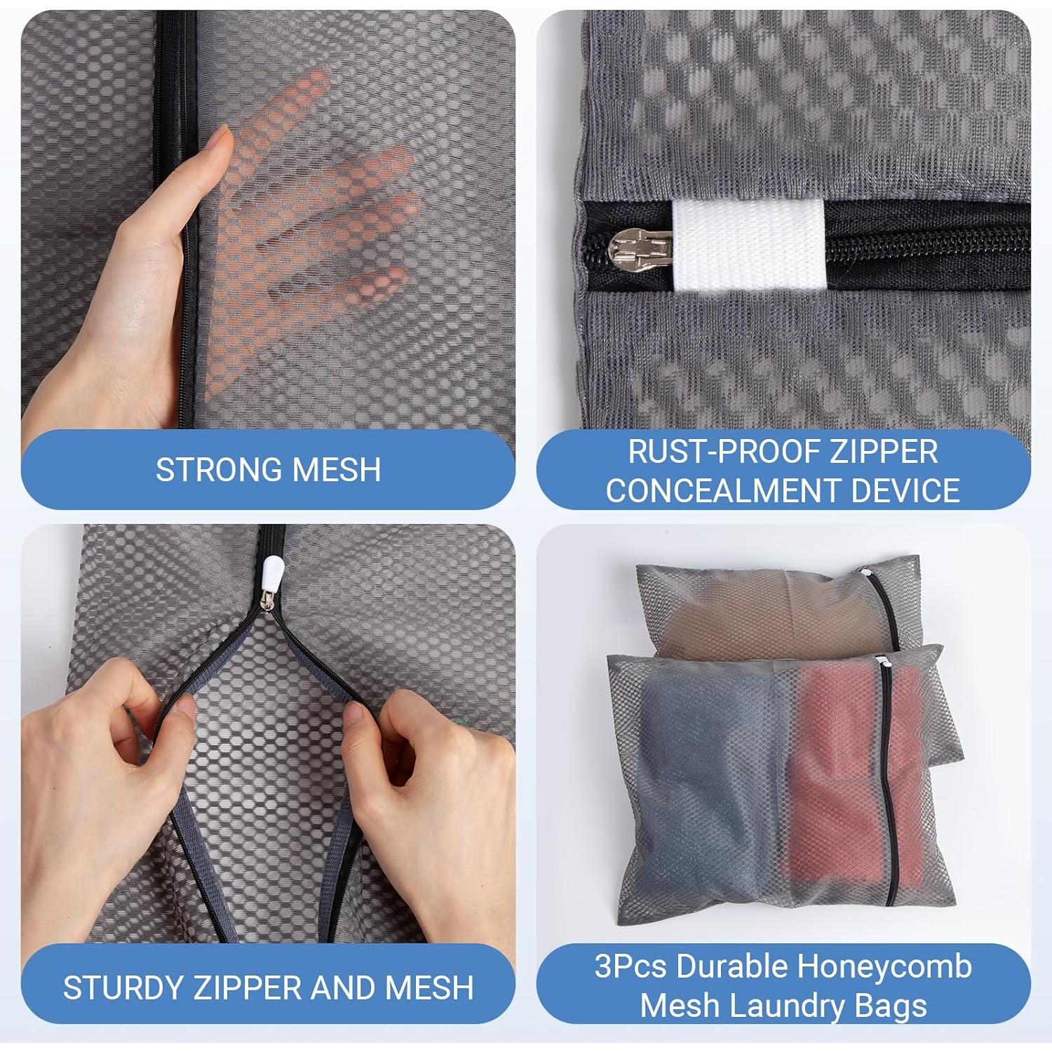 Bolsas de Lavandería de Malla Meeall 3Pcs 40x50cm Gris