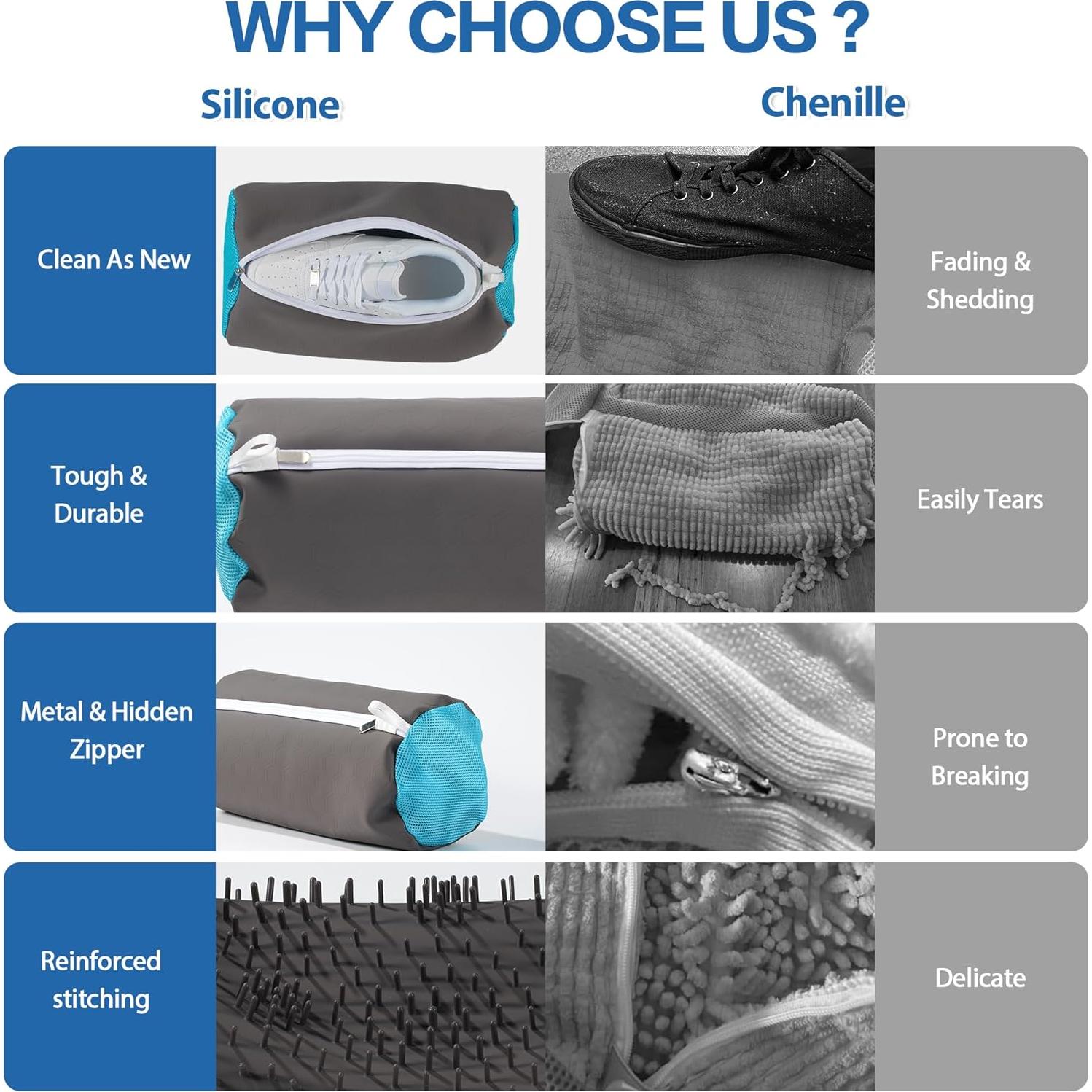 Bolsa de Lavado de Zapatos Xaarmonex de Silicona 2Pcs Gris