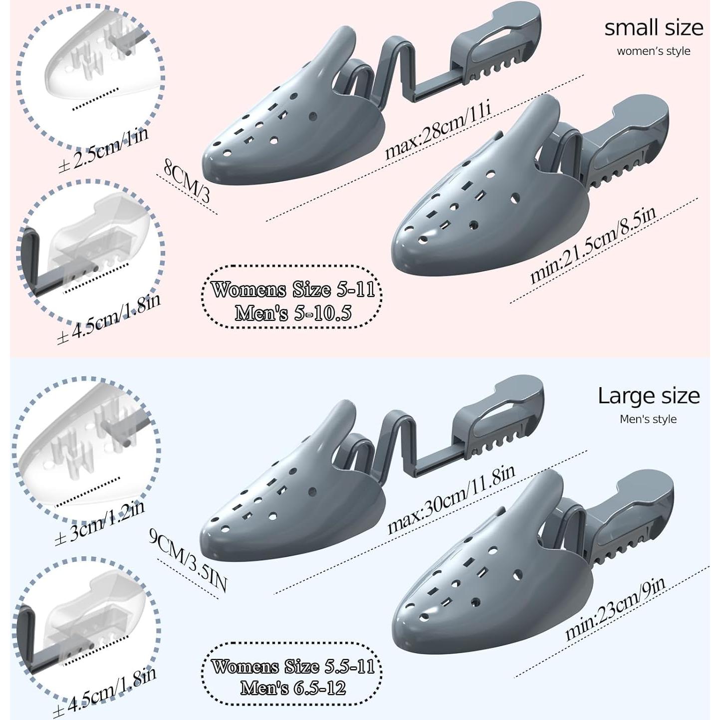 Árboles de Zapatos Ajustables JJDPARTS - 1 Par Gris S