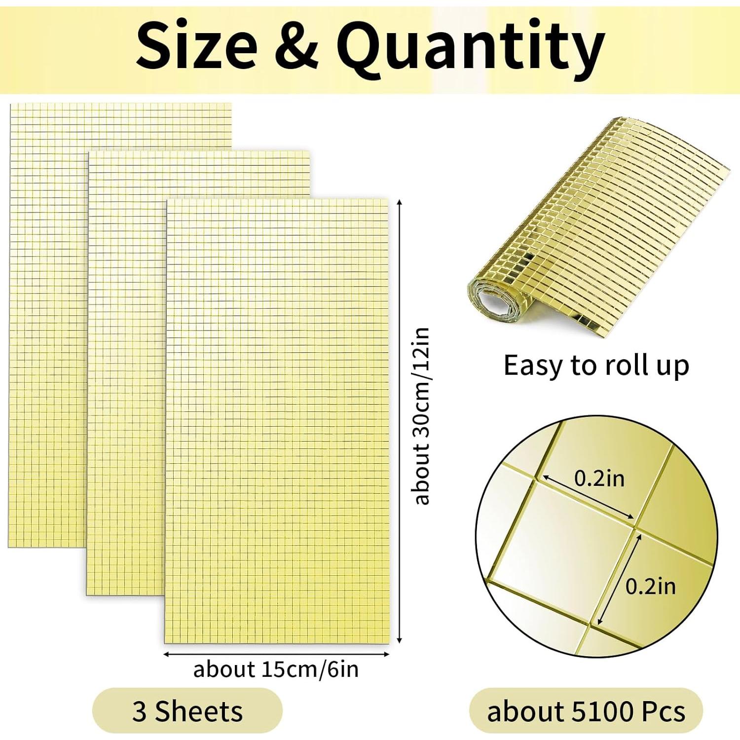 Hoja de Azulejos de Espejo Autoadhesivos Reastar 5mm Oro