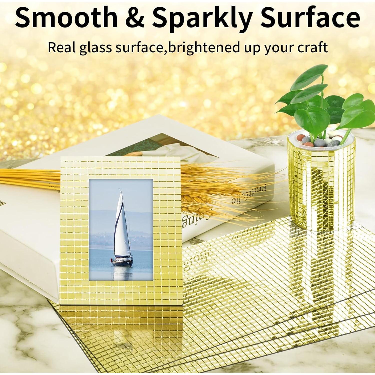 Hoja de Azulejos de Espejo Autoadhesivos Reastar 5mm Oro