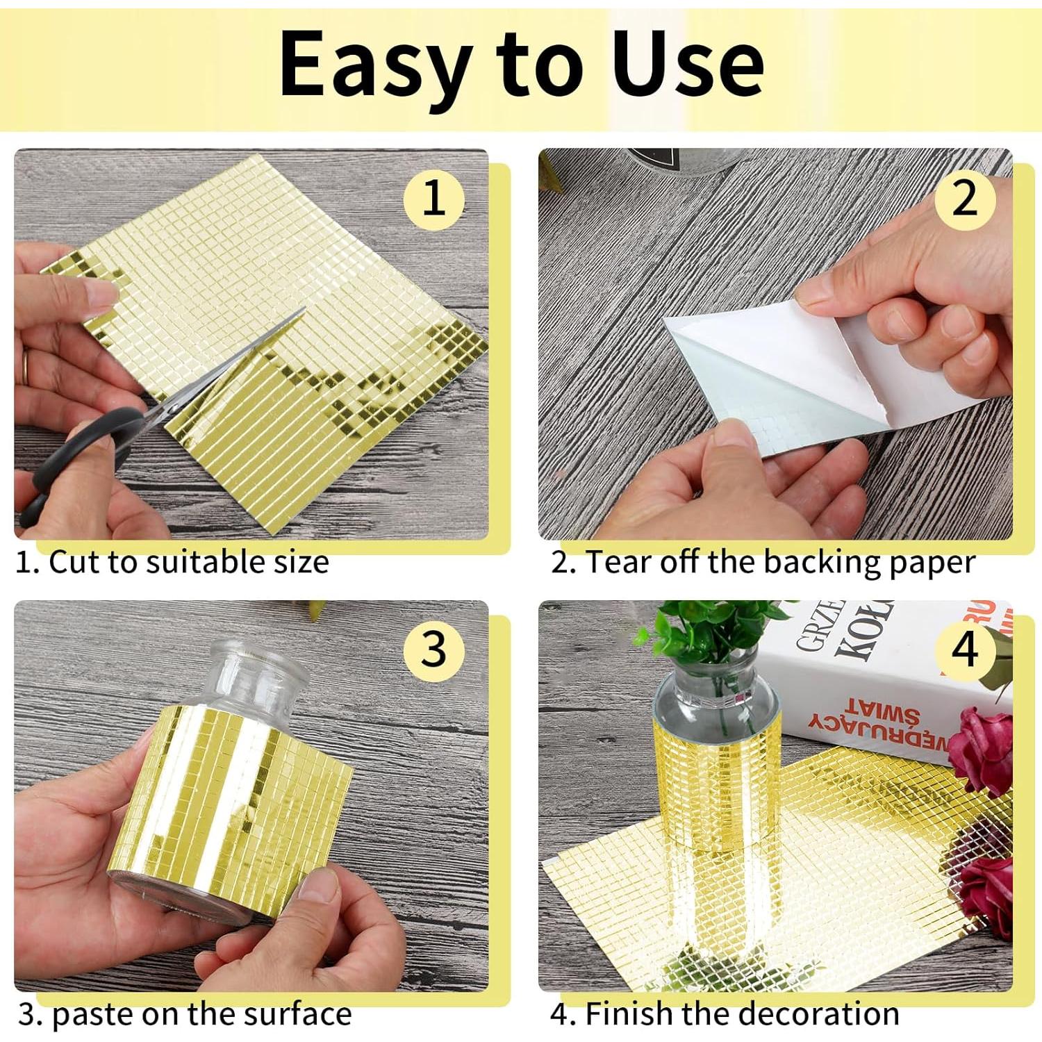 Hoja de Azulejos de Espejo Autoadhesivos Reastar 5mm Oro