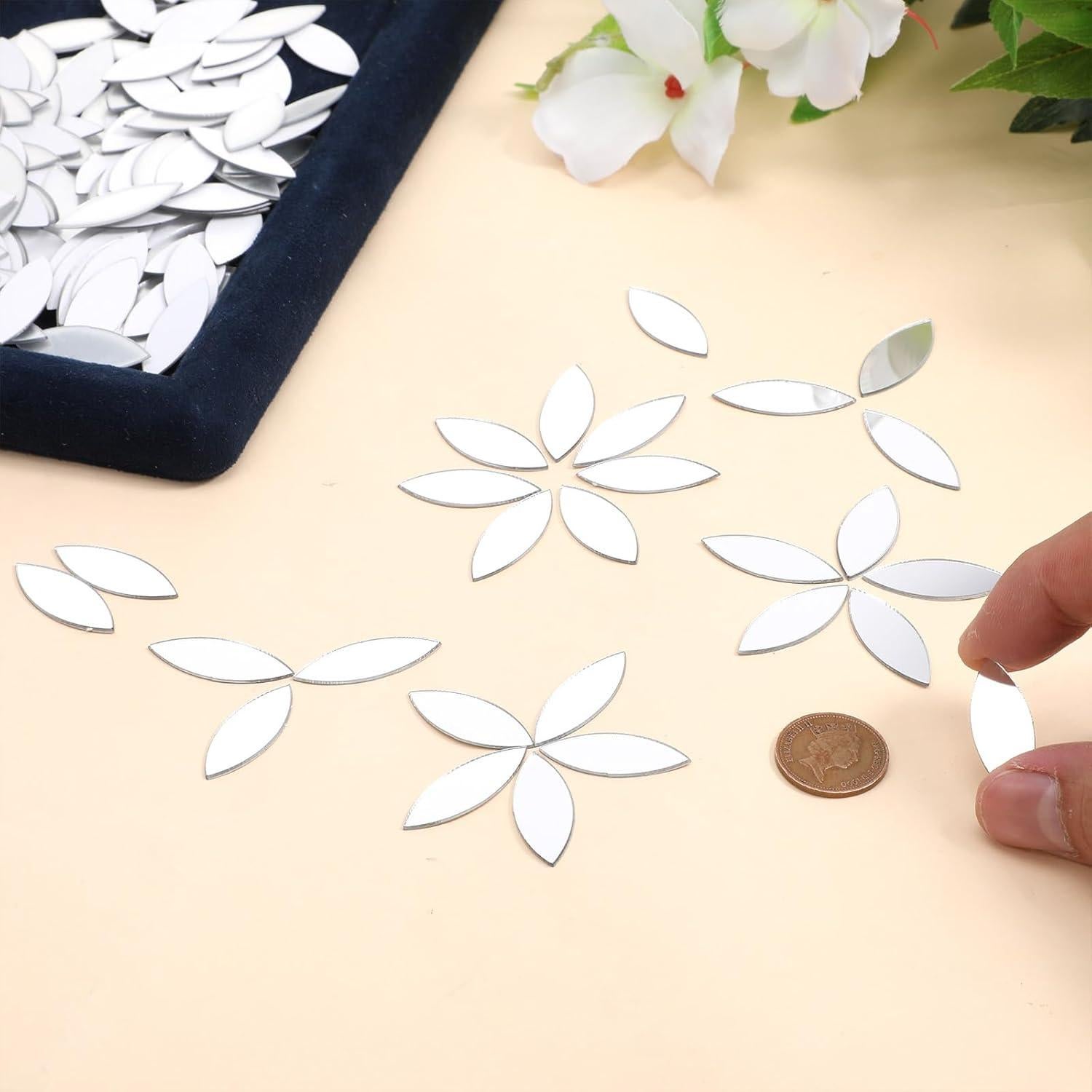 Espejos Acrílicos en Forma de Hoja Psyqtsuary 200pcs 2.8x1.05cm